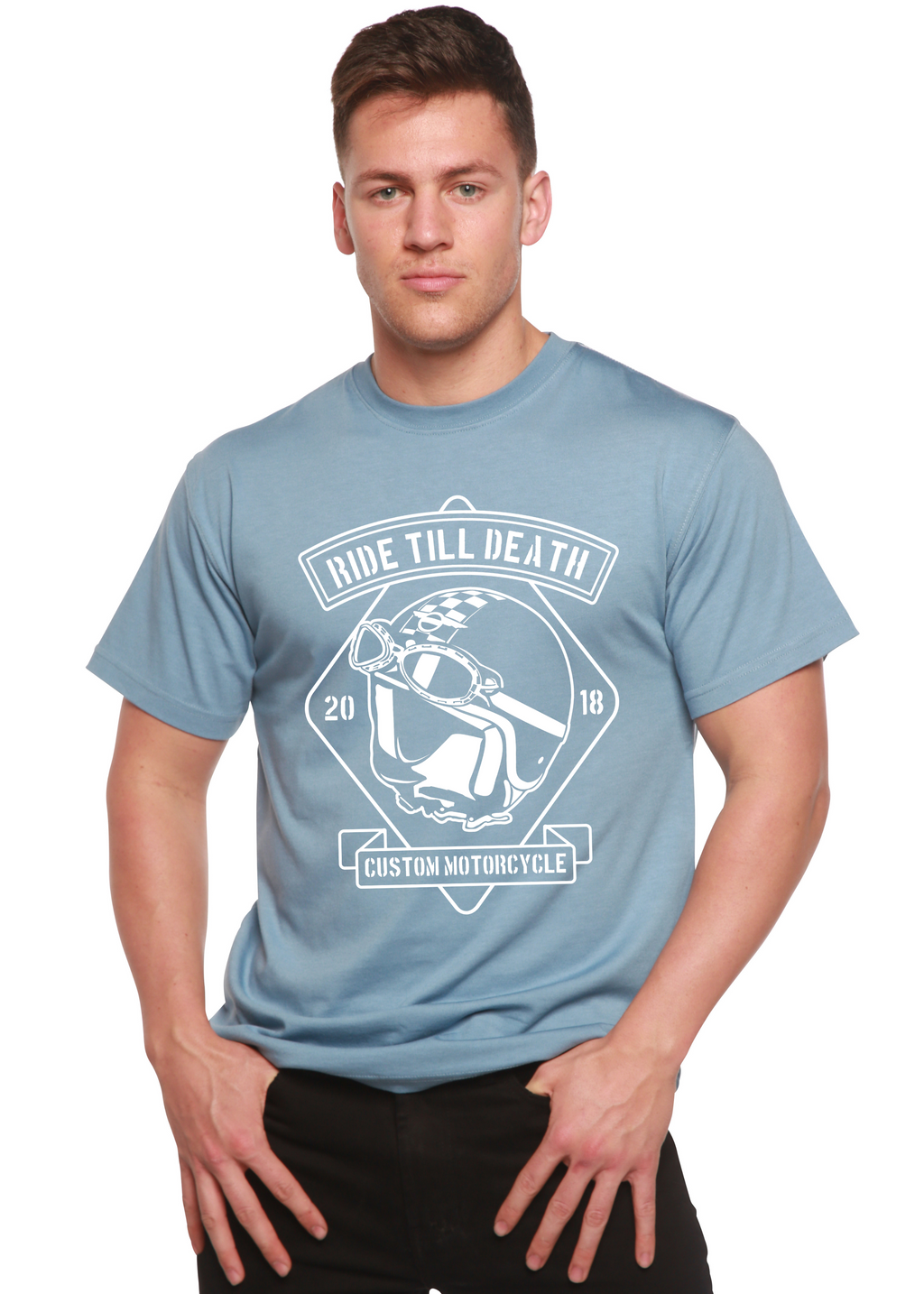 Camiseta gráfica de manga corta de viscosa de bambú y algodón orgánico para hombre Ride Till Death Spun Bamboo®