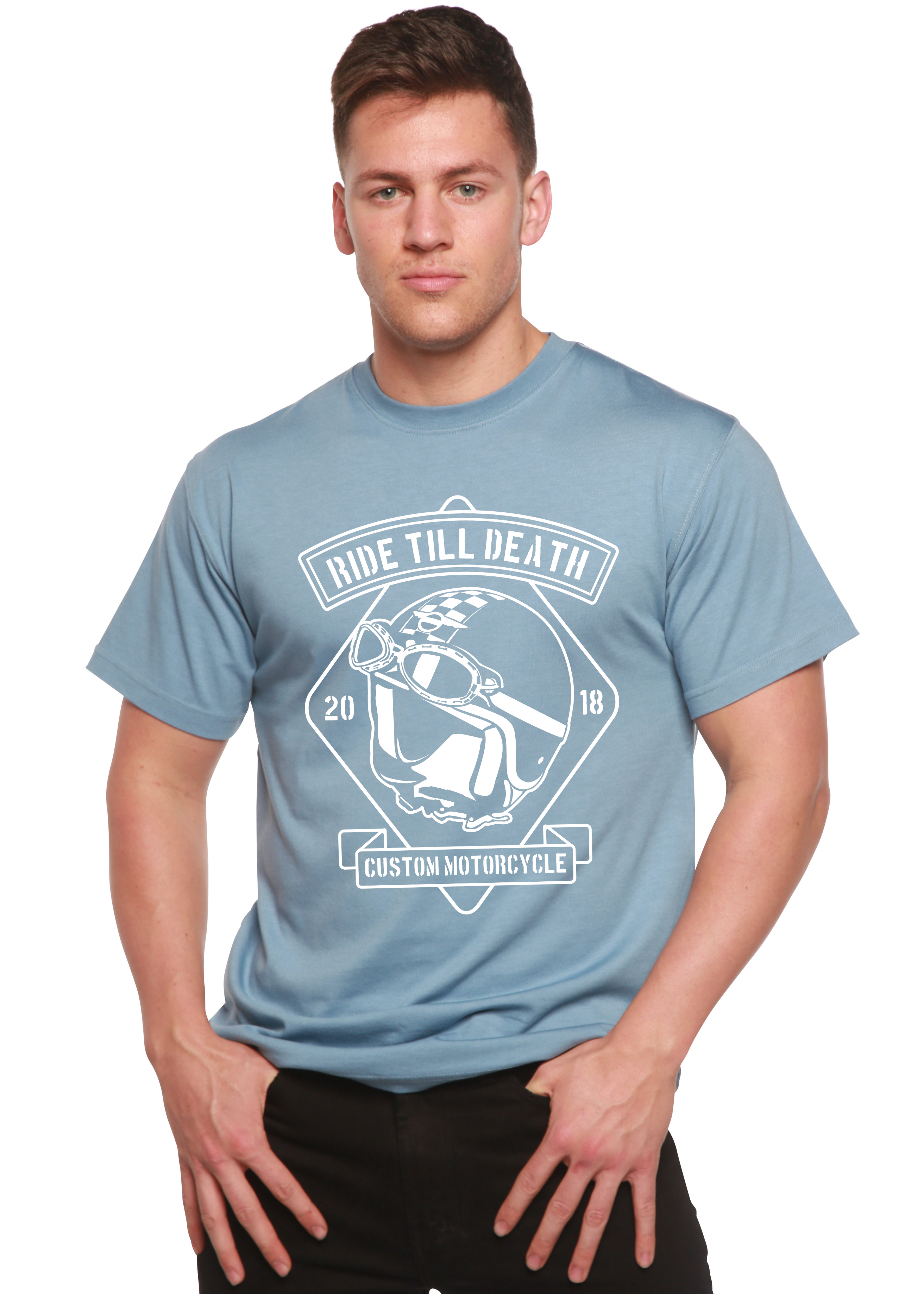 Camiseta gráfica de manga corta de viscosa de bambú y algodón orgánico para hombre Ride Till Death Spun Bamboo®