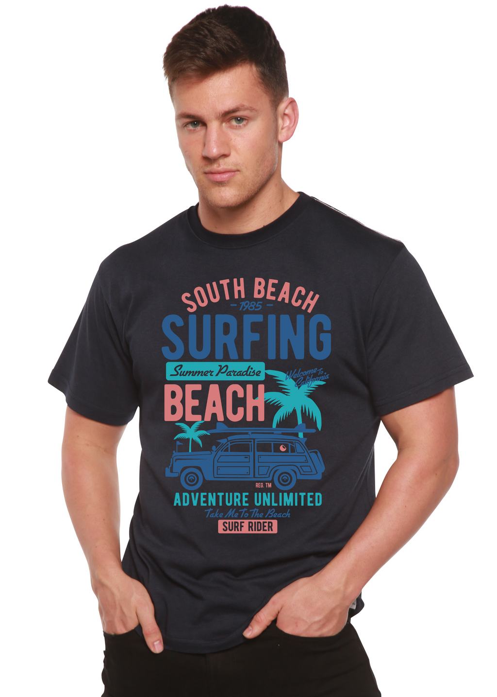Camiseta gráfica de manga corta de viscosa de bambú y algodón orgánico South Beach Spun Bamboo® para hombre