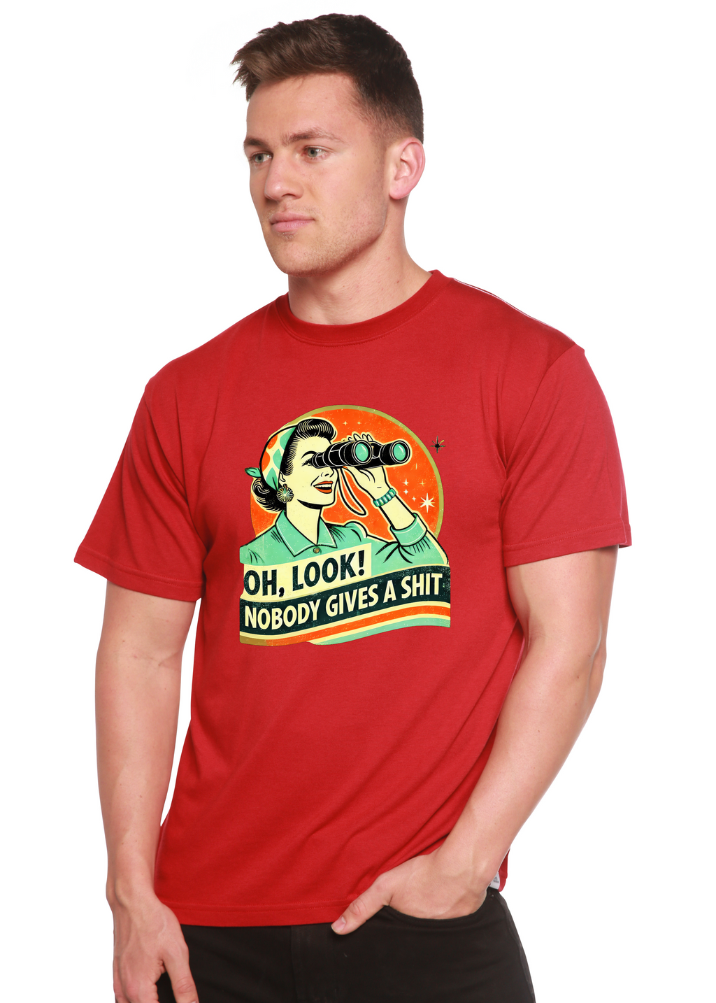 Camiseta gráfica unisex divertida Retro Mujer de bambú/algodón
