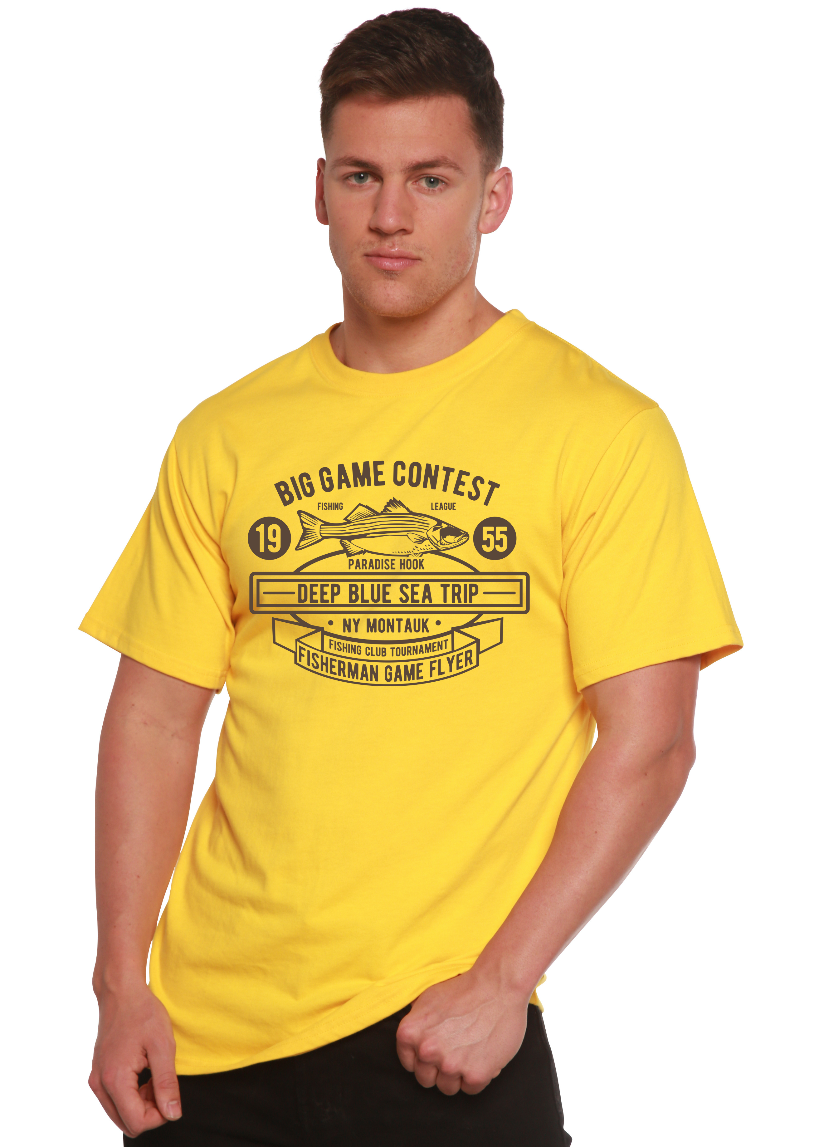 Camiseta gráfica de manga corta de bambú/viscosa y algodón orgánico para hombre del concurso Big Game