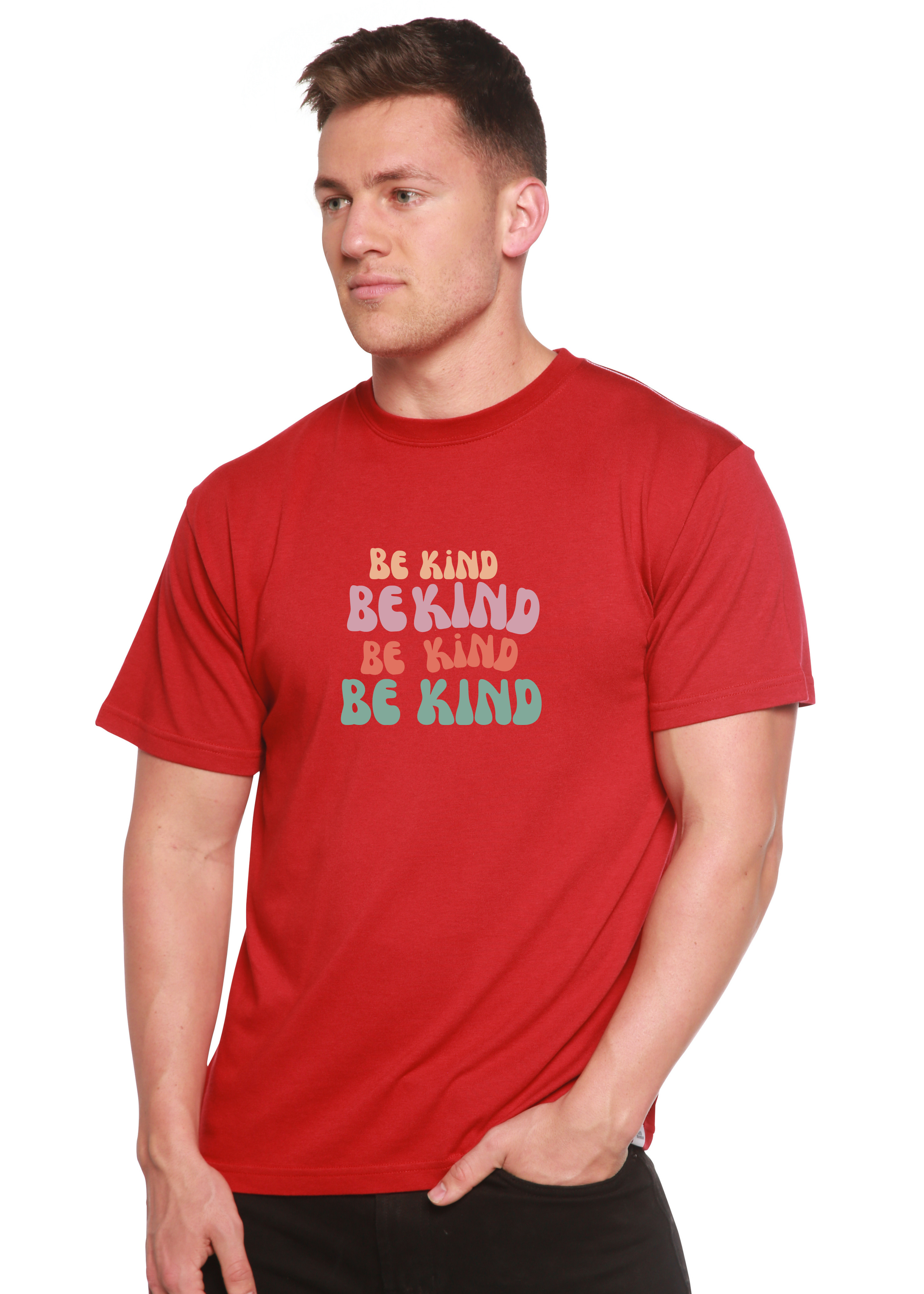Camiseta gráfica de manga corta de bambú/algodón orgánico "Be Kind" para hombre