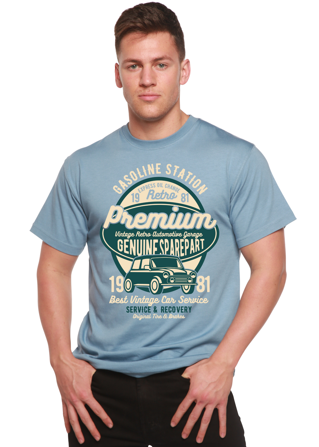 Camiseta gráfica de manga corta de viscosa de bambú/algodón orgánico para hombre Premium Garage Spun Bamboo®