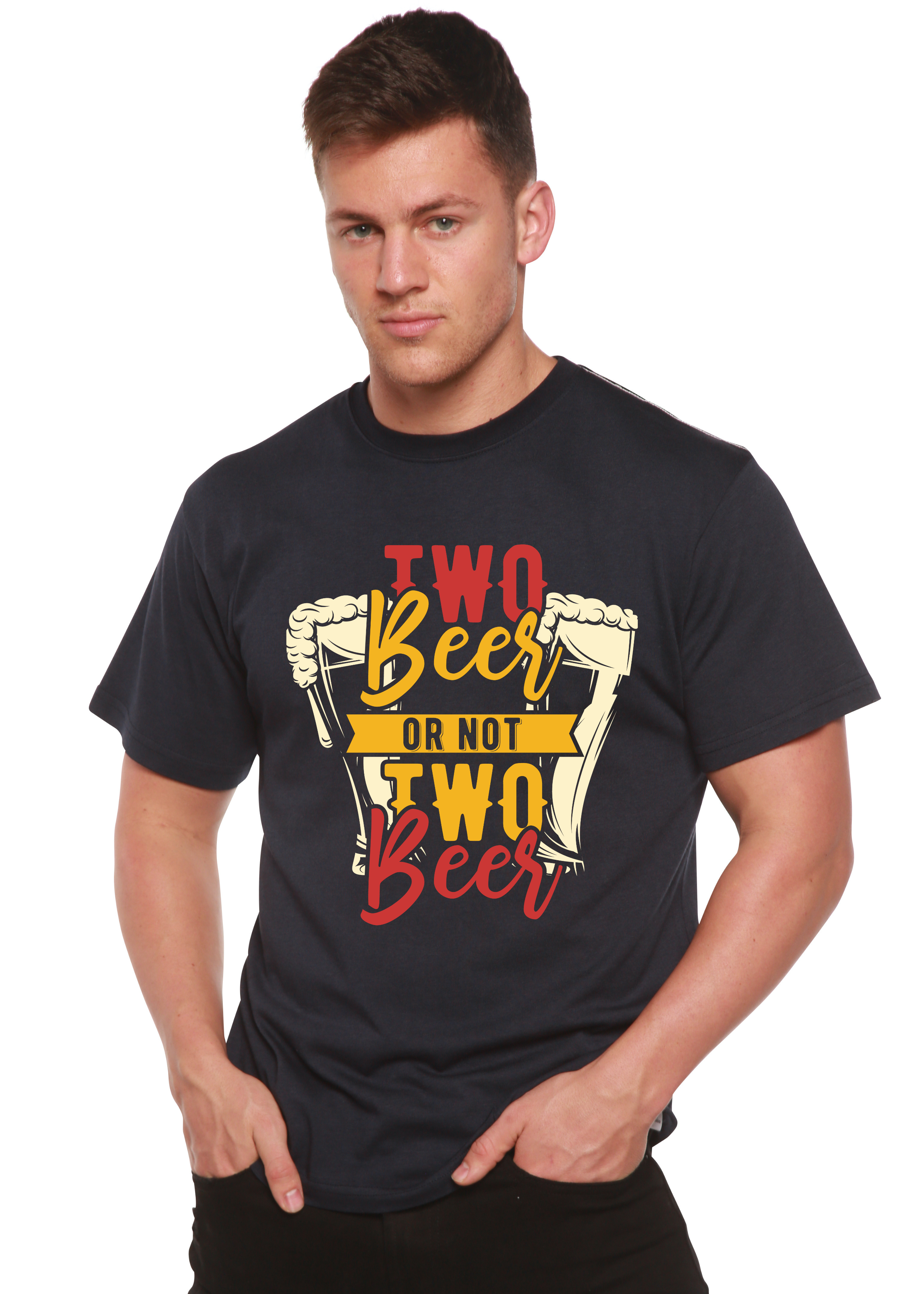Camiseta gráfica de manga corta de viscosa de bambú/algodón orgánico Two Beer Men