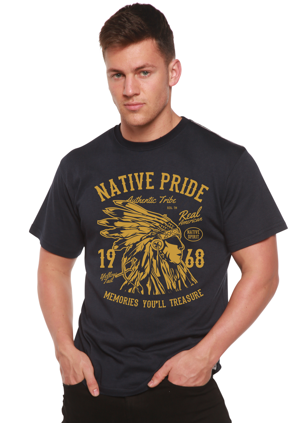 Native Pride Spun Bamboo® Camiseta Gráfica de Manga Corta de Viscosa de Bambú/Algodón Orgánico para Hombre