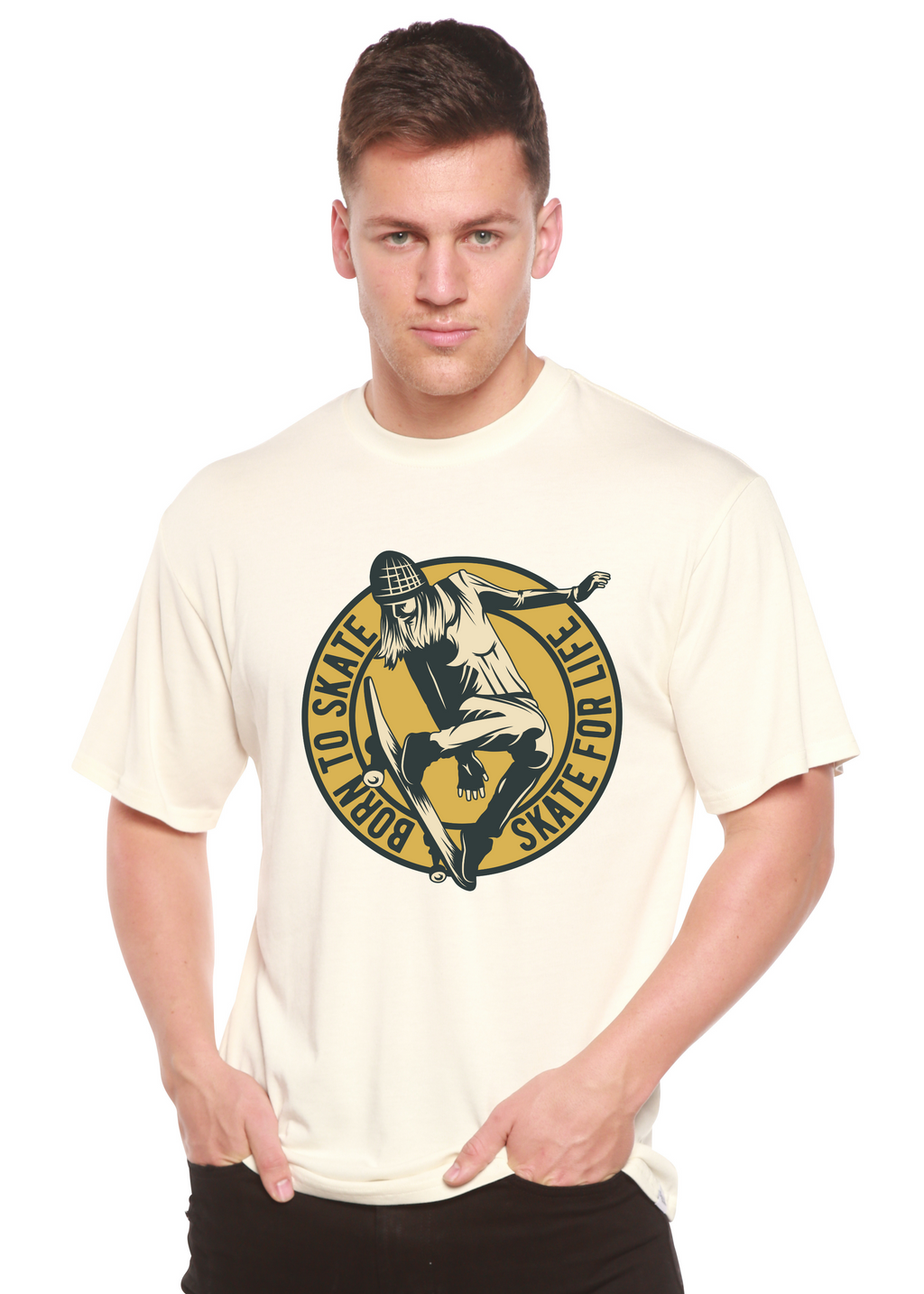 Camiseta gráfica de manga corta Skate For Life para hombre, de viscosa de bambú/algodón orgánico