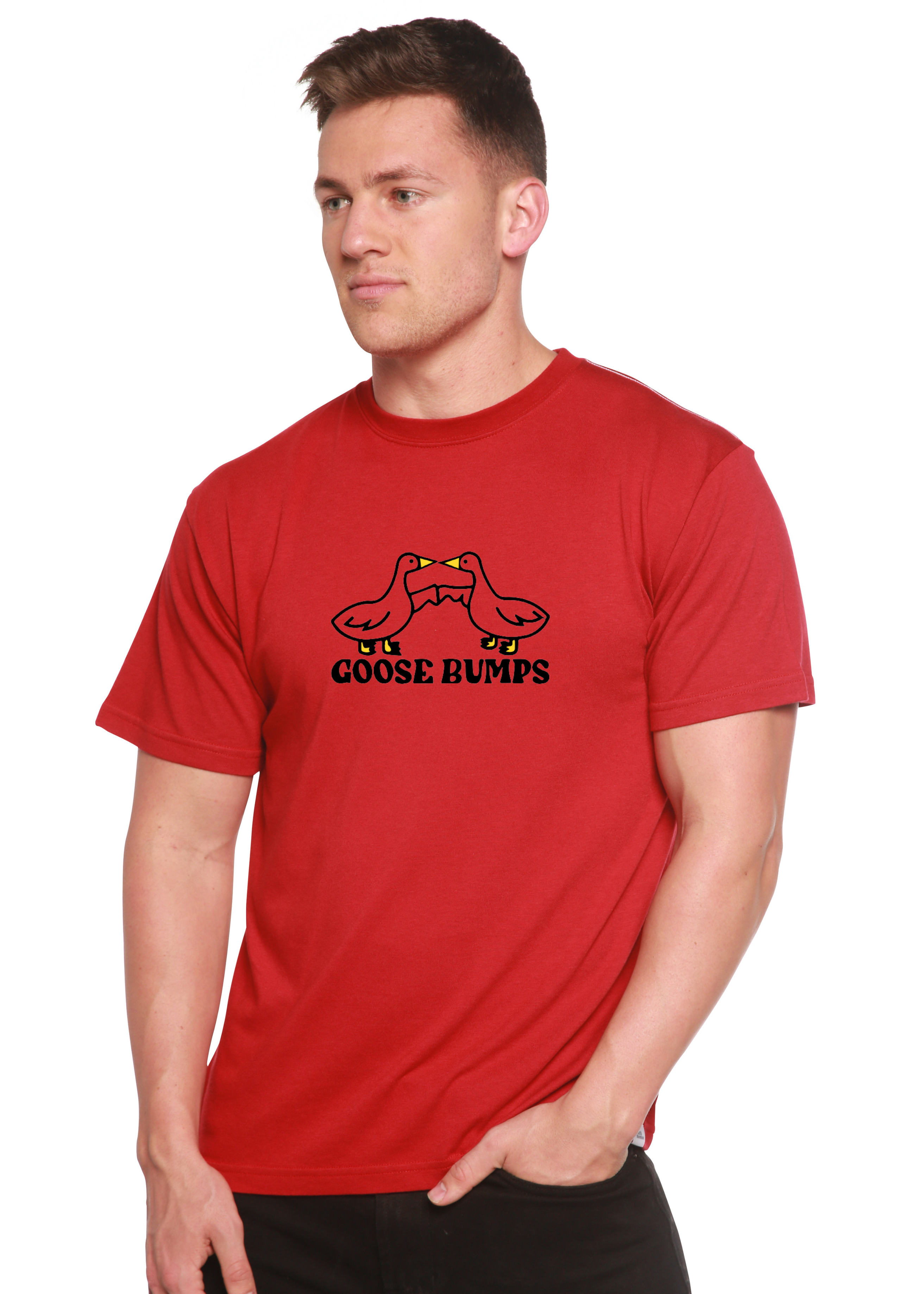 Goose Bumps Camiseta gráfica de manga corta de viscosa de bambú y algodón orgánico para hombre