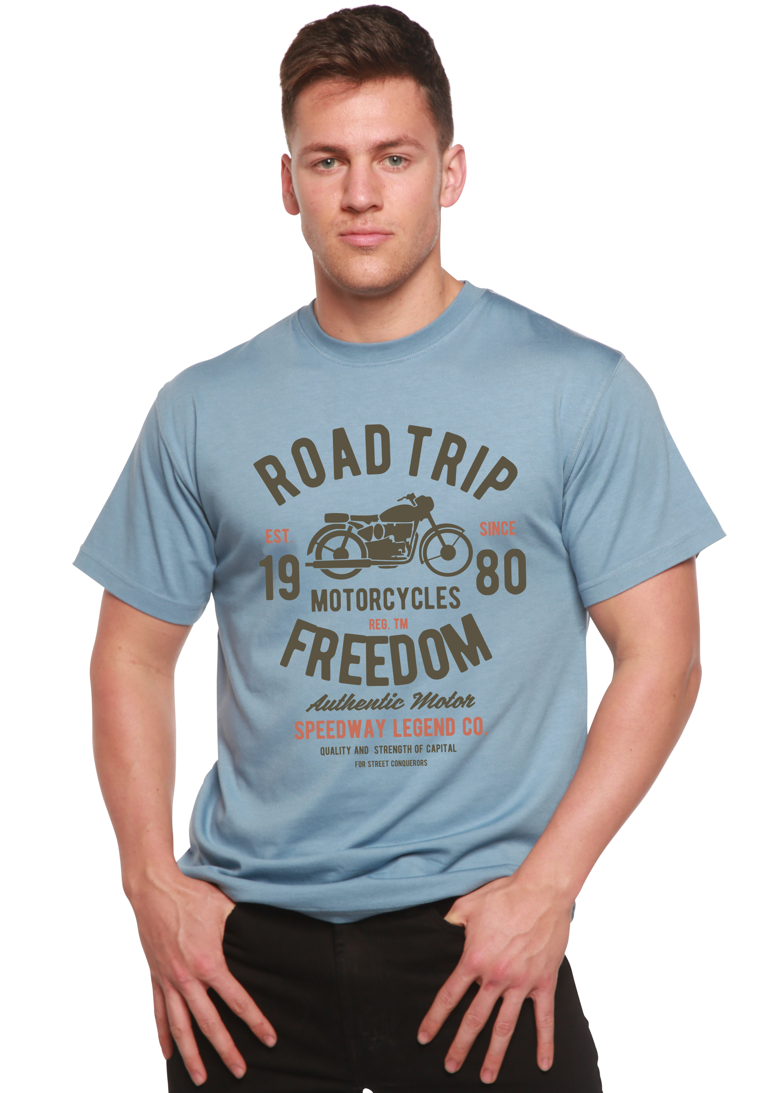 Camiseta gráfica de manga corta Road Trip Spun Bamboo® de viscosa de bambú/algodón orgánico para hombre