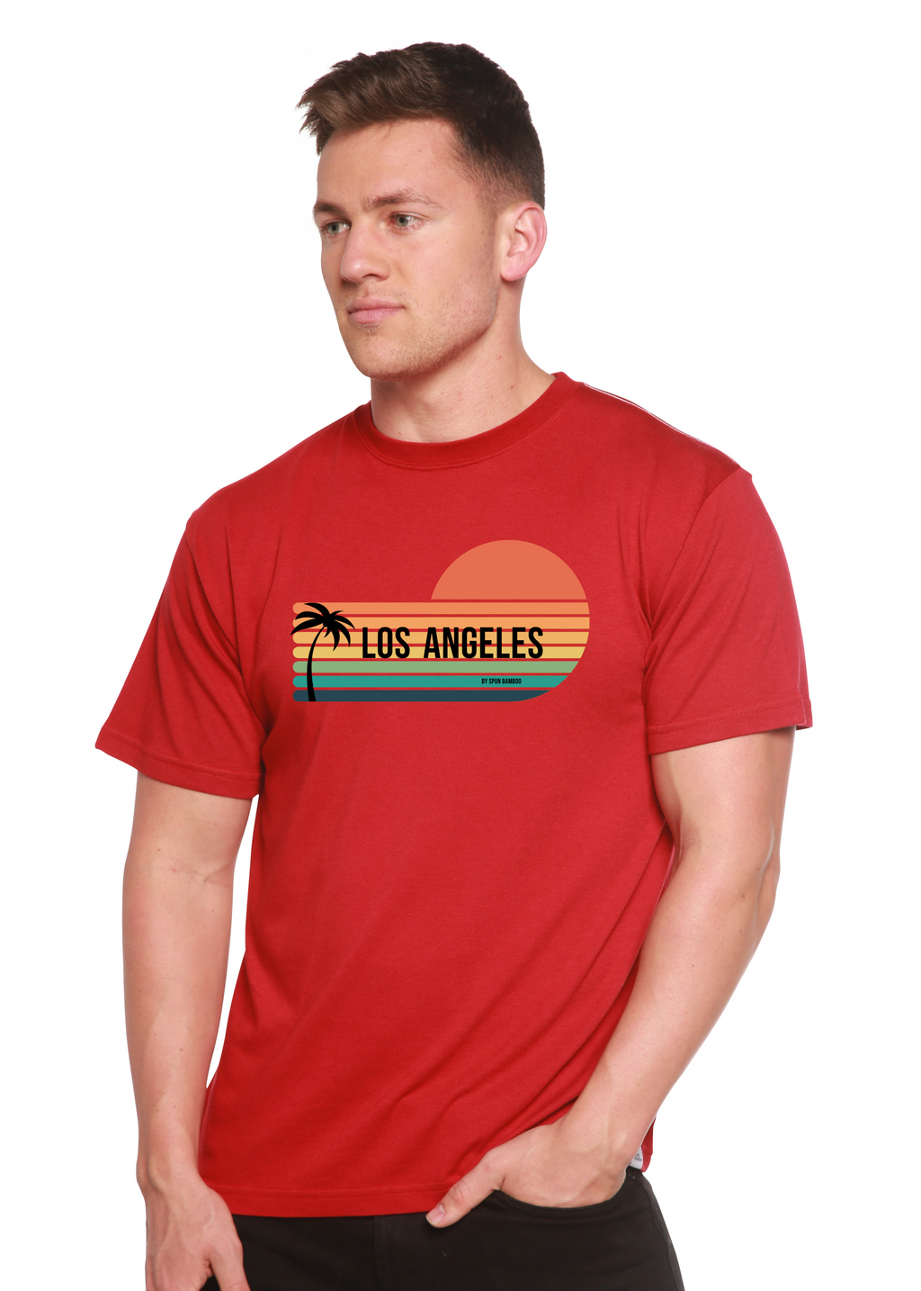 Camiseta gráfica de manga corta unisex de bambú viscosa/algodón orgánico Los Angeles Spun Bamboo
