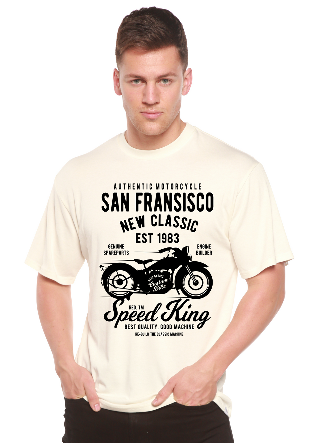 Camiseta gráfica de manga corta San Fransisco Spun Bamboo® de viscosa de bambú y algodón orgánico para hombre