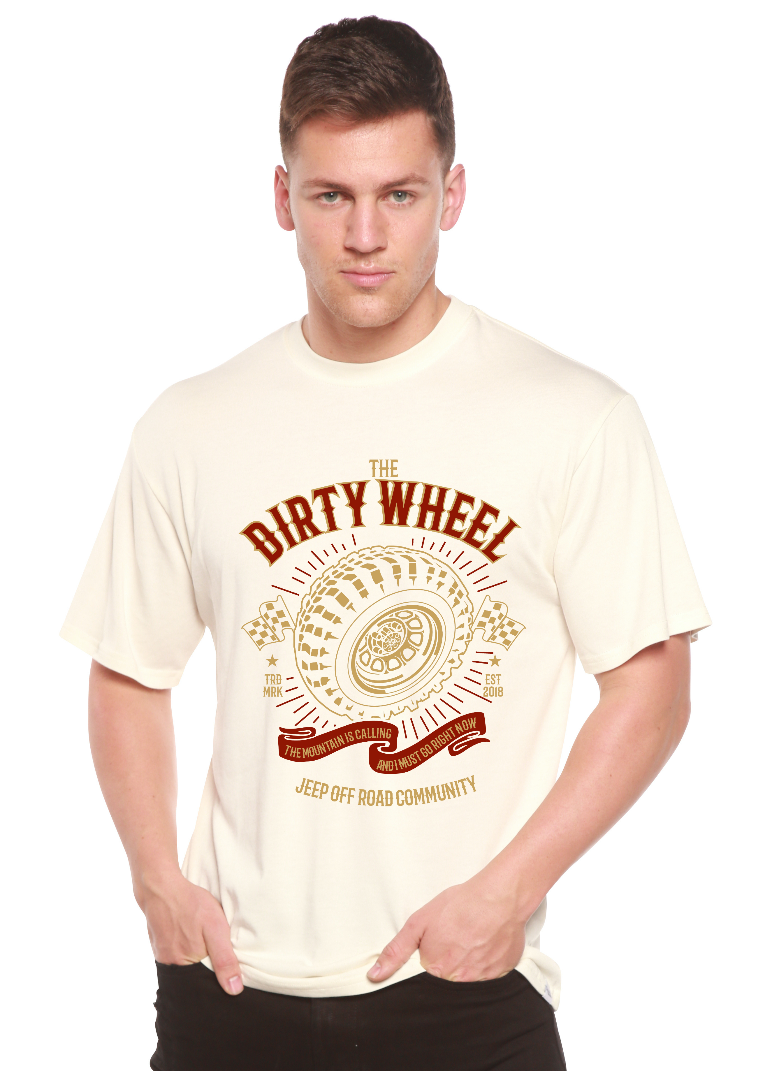 Camiseta Gráfica de Manga Corta de Viscosa de Bambú/Algodón Orgánico para Hombre Dirty Wheel Spun Bamboo®