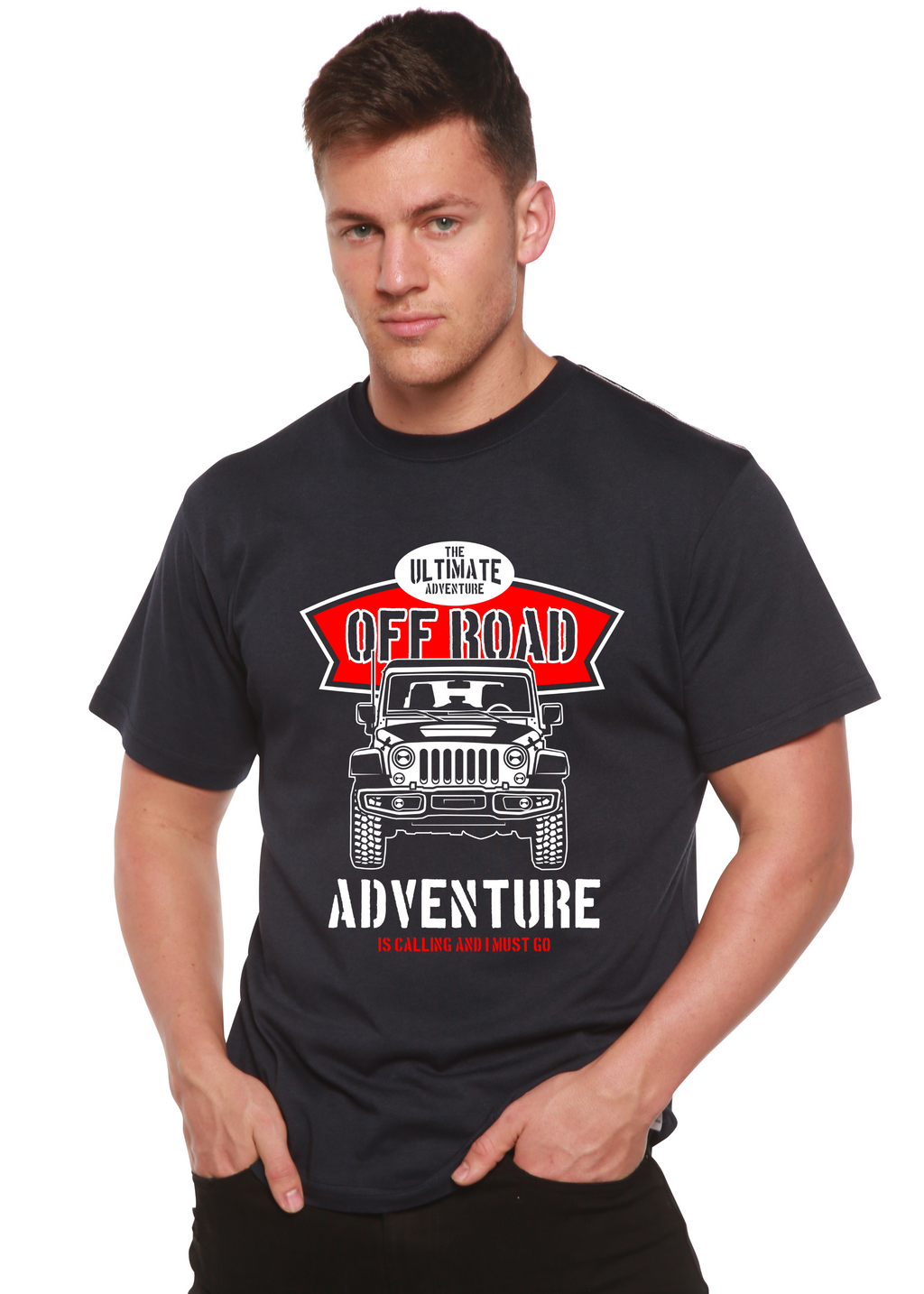 Camiseta gráfica de manga corta Off Road Spun Bamboo® de viscosa de bambú/algodón orgánico para hombre