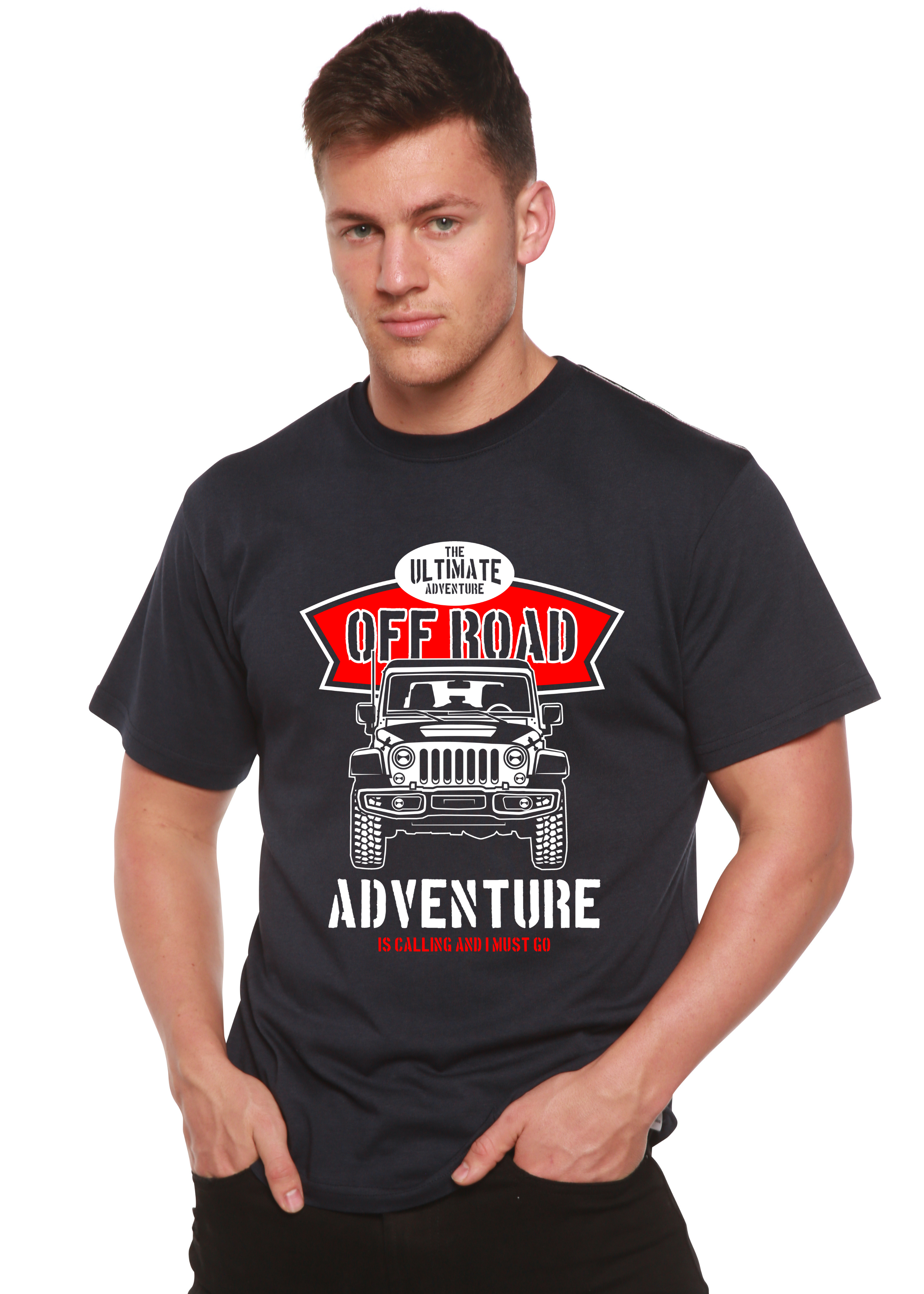Camiseta gráfica de manga corta Off Road Spun Bamboo® de viscosa de bambú/algodón orgánico para hombre