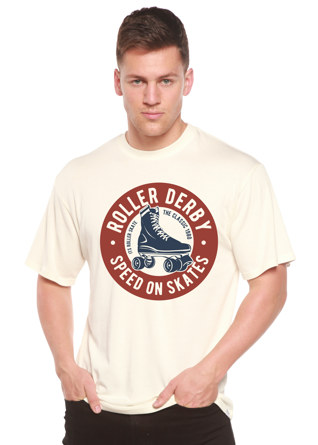 Camiseta gráfica de manga corta para hombre Roller Derby Spun Bamboo® de viscosa de bambú y algodón orgánico