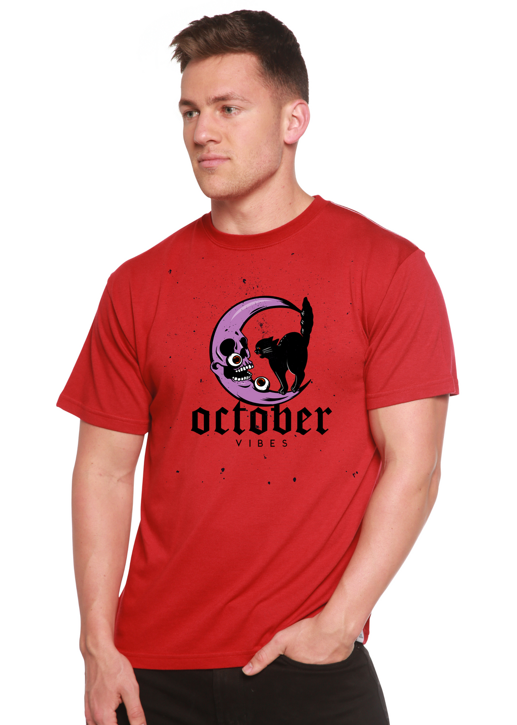 Camiseta gráfica de manga corta para hombre "October Vibes" de bambú-viscosa/algodón orgánico