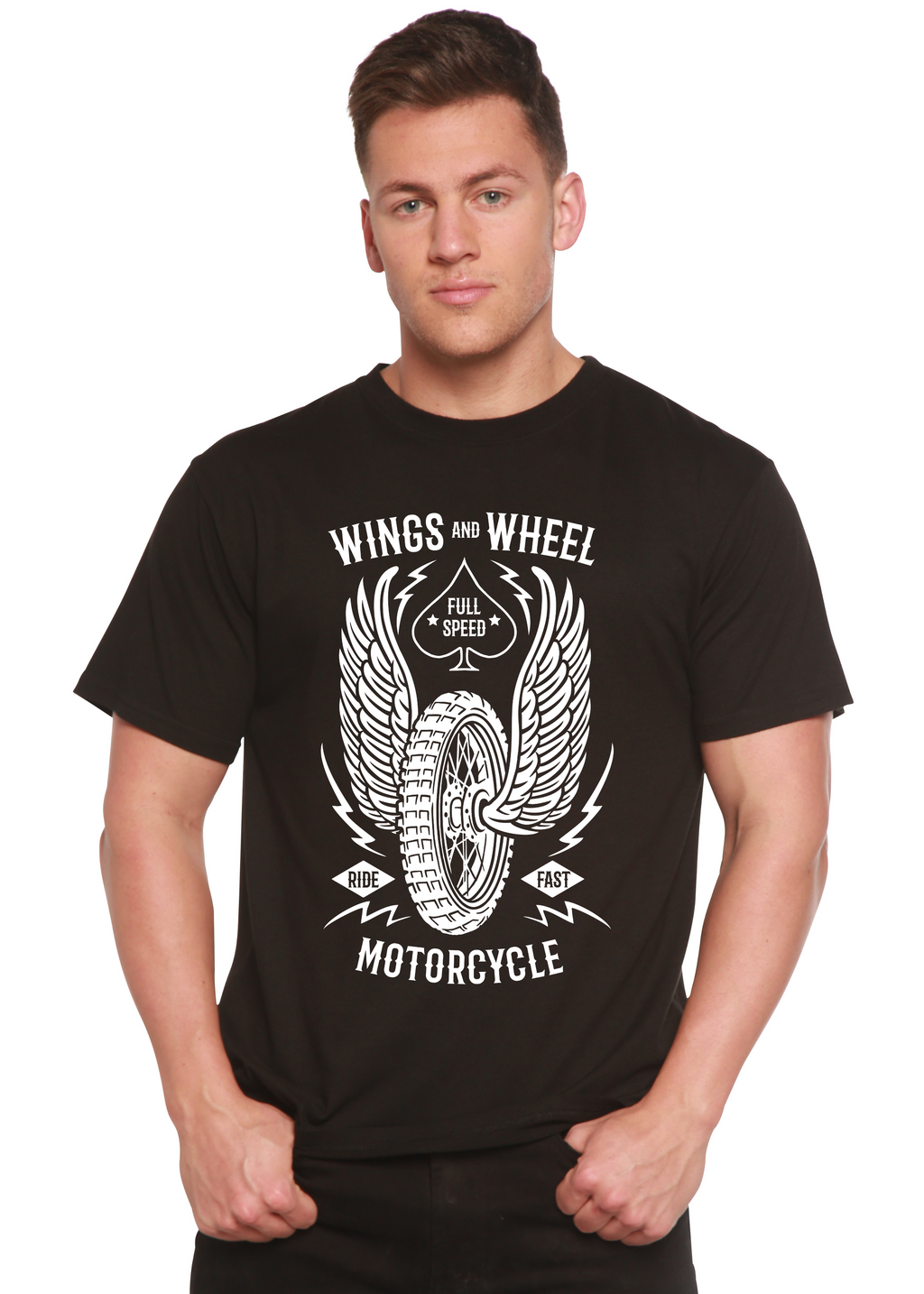 Camiseta gráfica de manga corta para hombre Wings And Wheel Spun Bamboo® de bambú viscosa/algodón orgánico