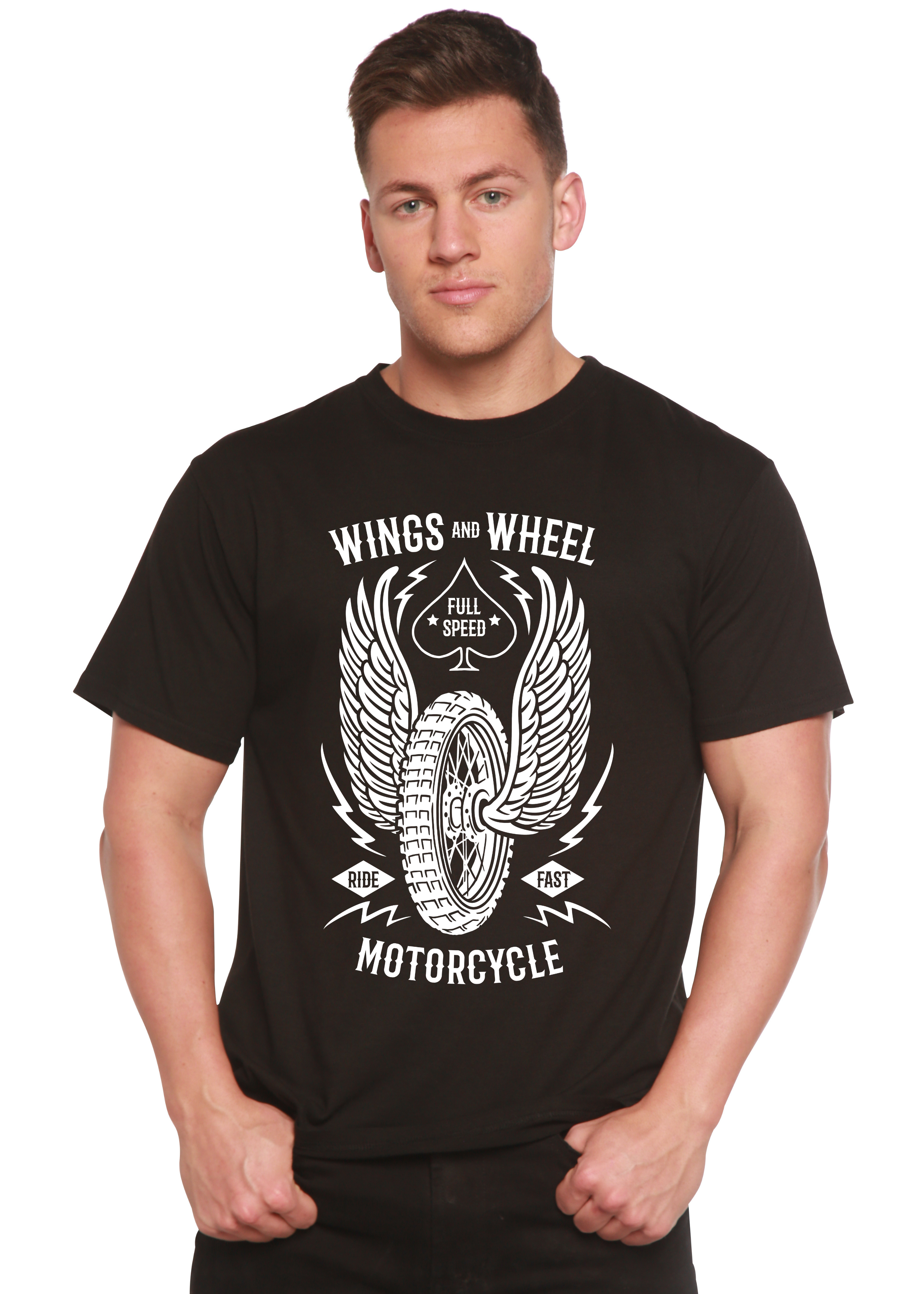 Camiseta gráfica de manga corta para hombre Wings And Wheel Spun Bamboo® de bambú viscosa/algodón orgánico