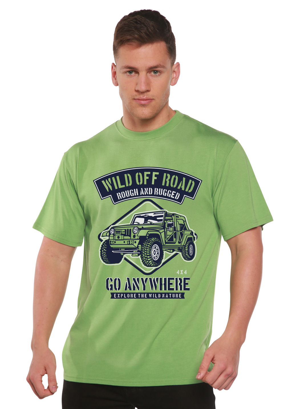 Camiseta gráfica de manga corta de viscosa de bambú y algodón orgánico para hombre Wild Off Road Spun Bamboo®