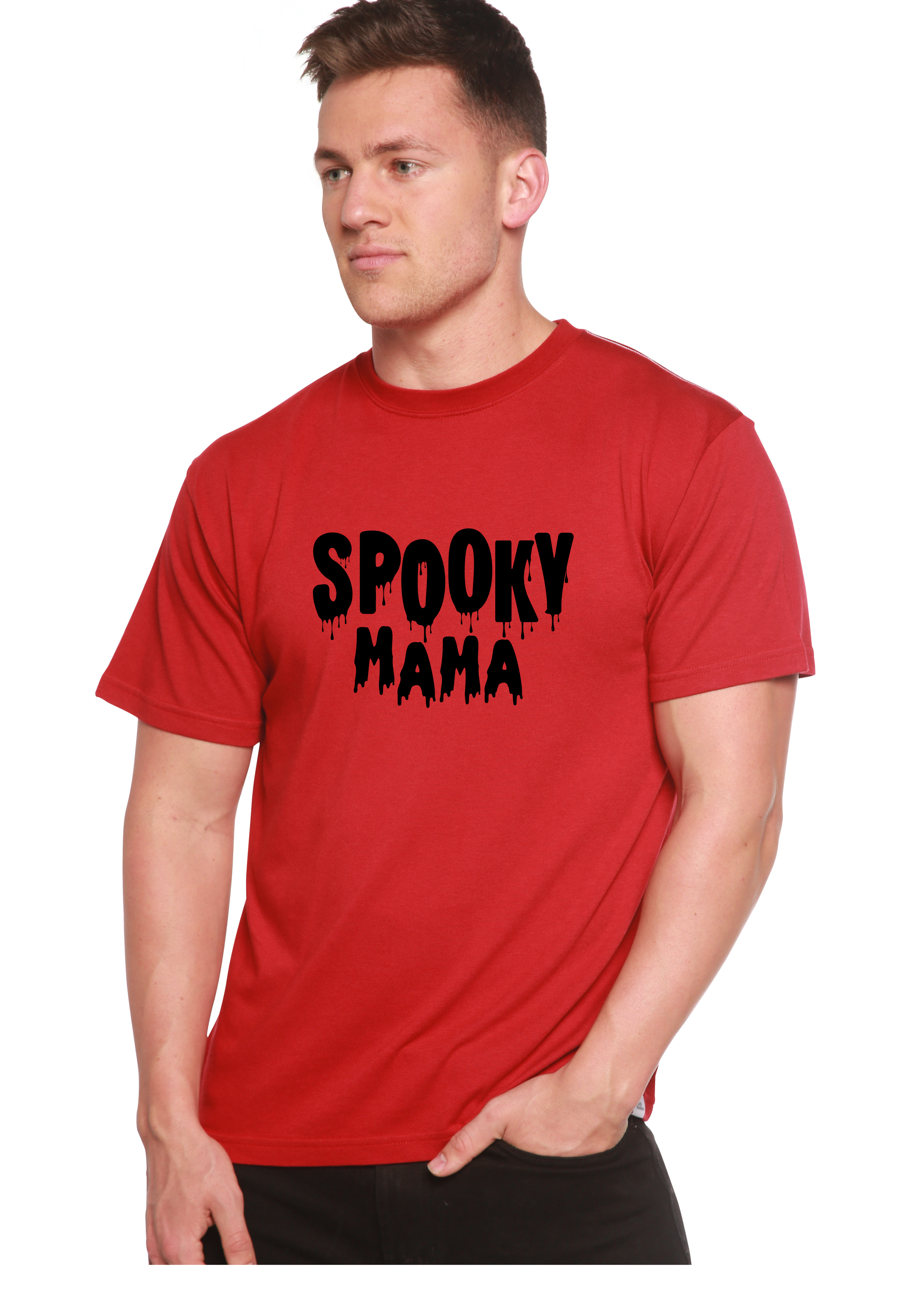 Camiseta gráfica de manga corta de bambú/algodón orgánico para hombre "Spooky Mama Halloween"