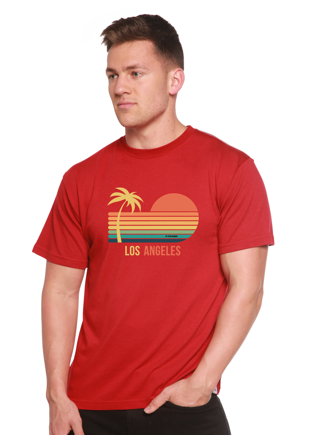 Camiseta gráfica unisex de manga corta Los Angeles de viscosa de bambú/algodón orgánico