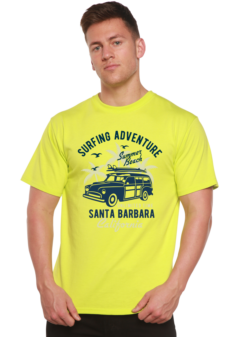 Aventura de surf Spun Bamboo® Camiseta gráfica de manga corta de viscosa de bambú/algodón orgánico para hombre