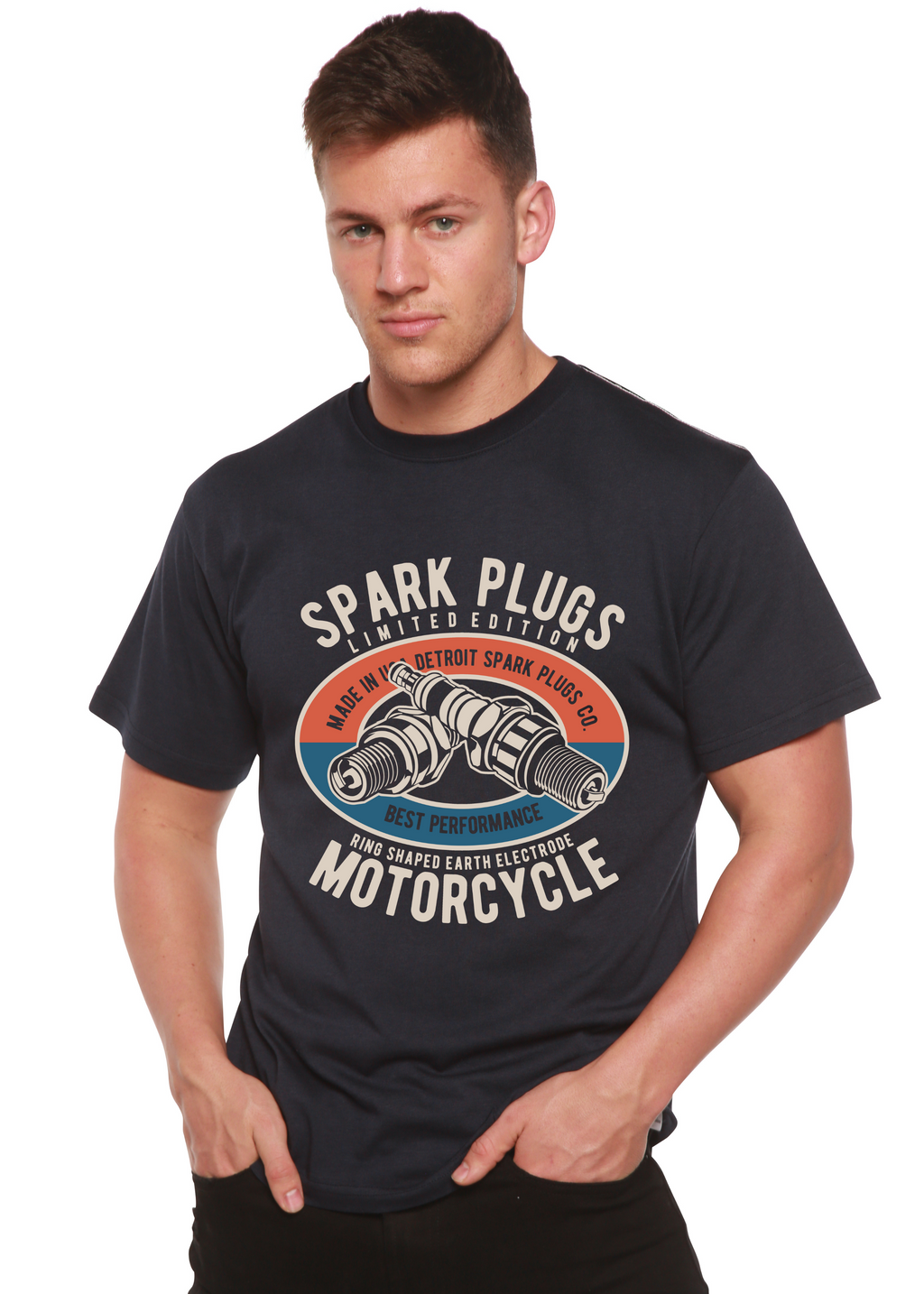 Bujías Spun Bamboo® Camiseta Gráfica de Manga Corta para Hombre de Viscosa de Bambú/Algodón Orgánico