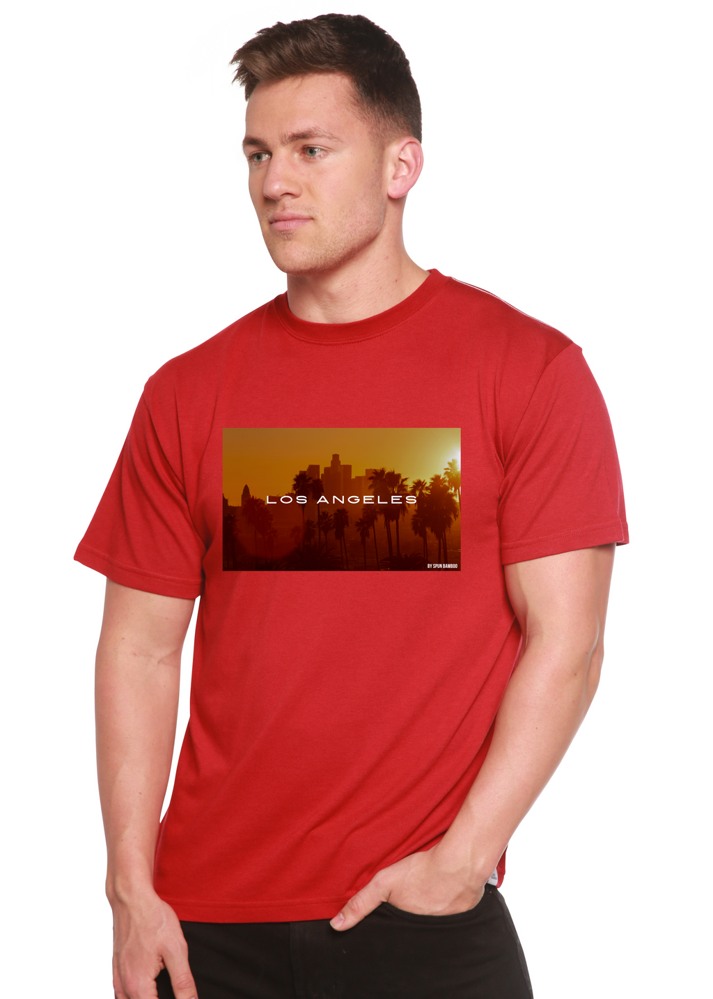 Camiseta gráfica unisex de manga corta Los Angeles de viscosa de bambú/algodón orgánico