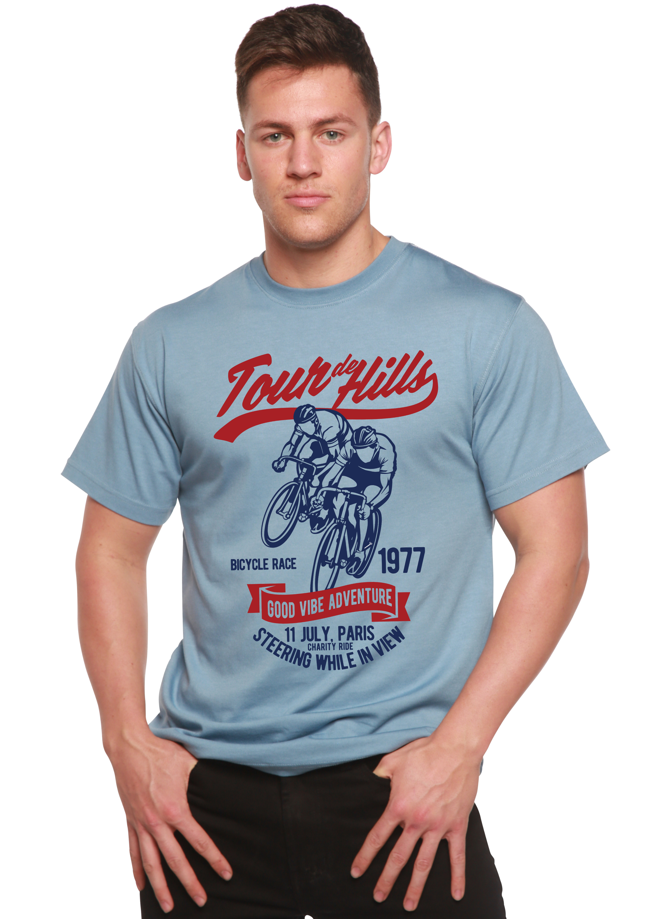 Tour De Hills Camiseta gráfica de manga corta para hombre Spun Bamboo® de bambú viscosa/algodón orgánico
