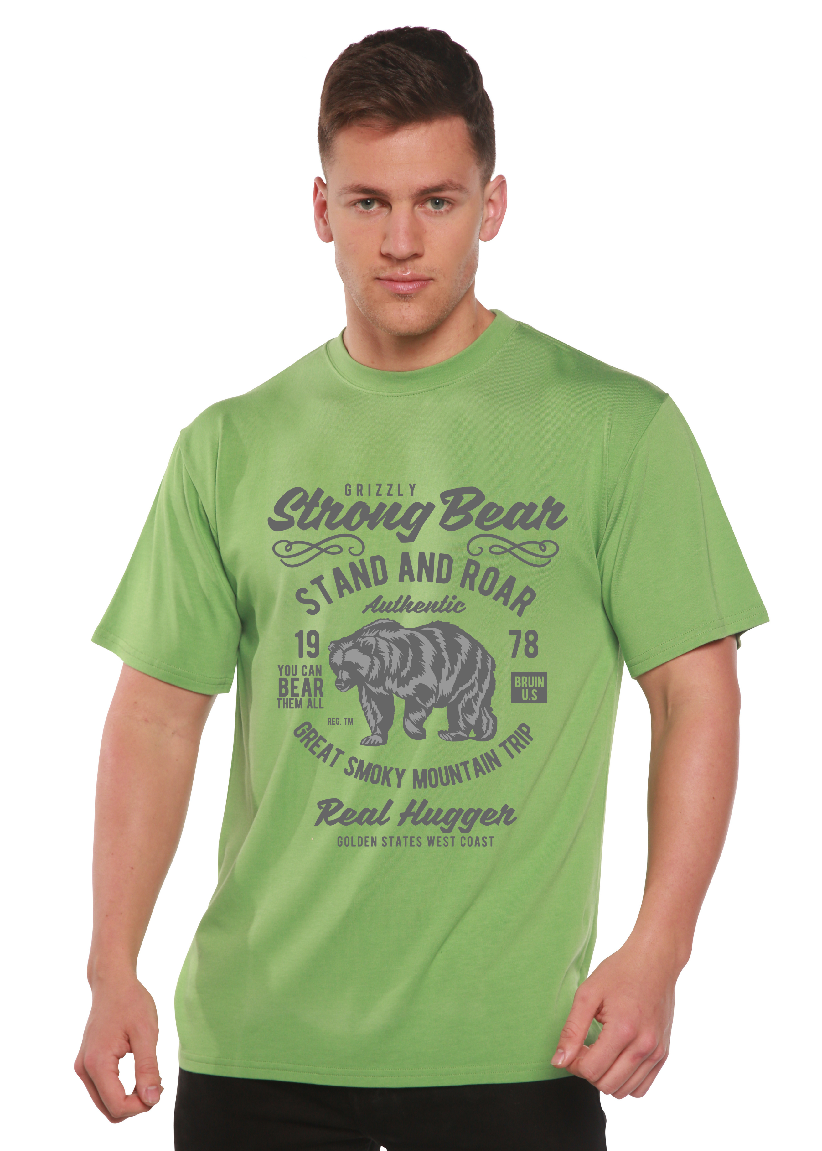 Camiseta gráfica de manga corta Strong Bear Spun Bamboo® de viscosa de bambú/algodón orgánico para hombre