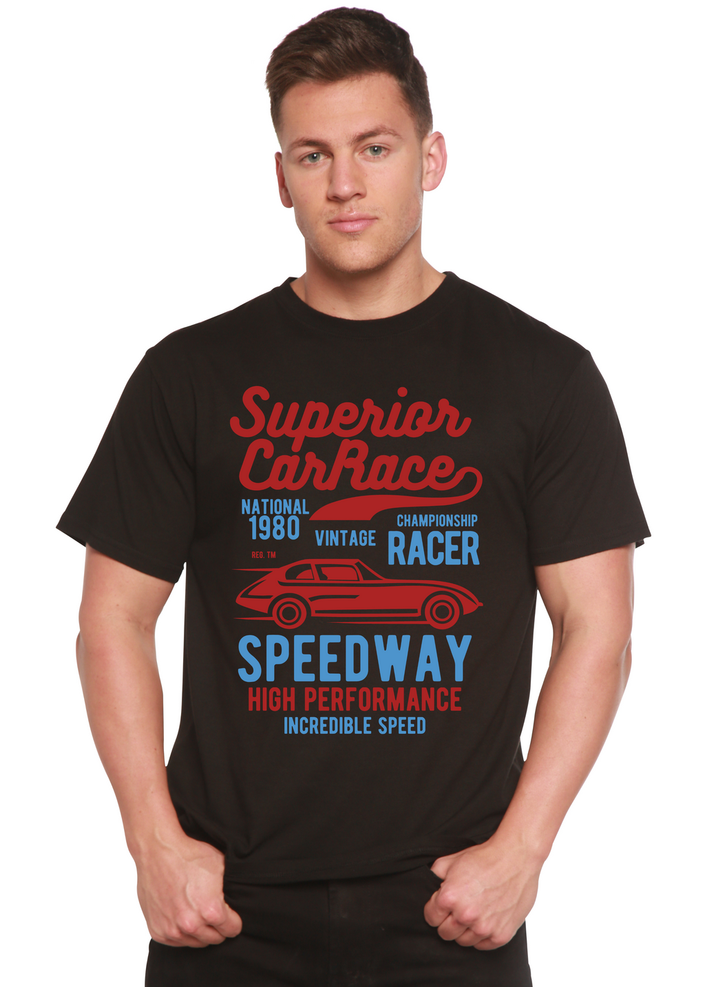 Camiseta gráfica de manga corta de viscosa de bambú/algodón orgánico para hombre Superior Car Spun Bamboo®