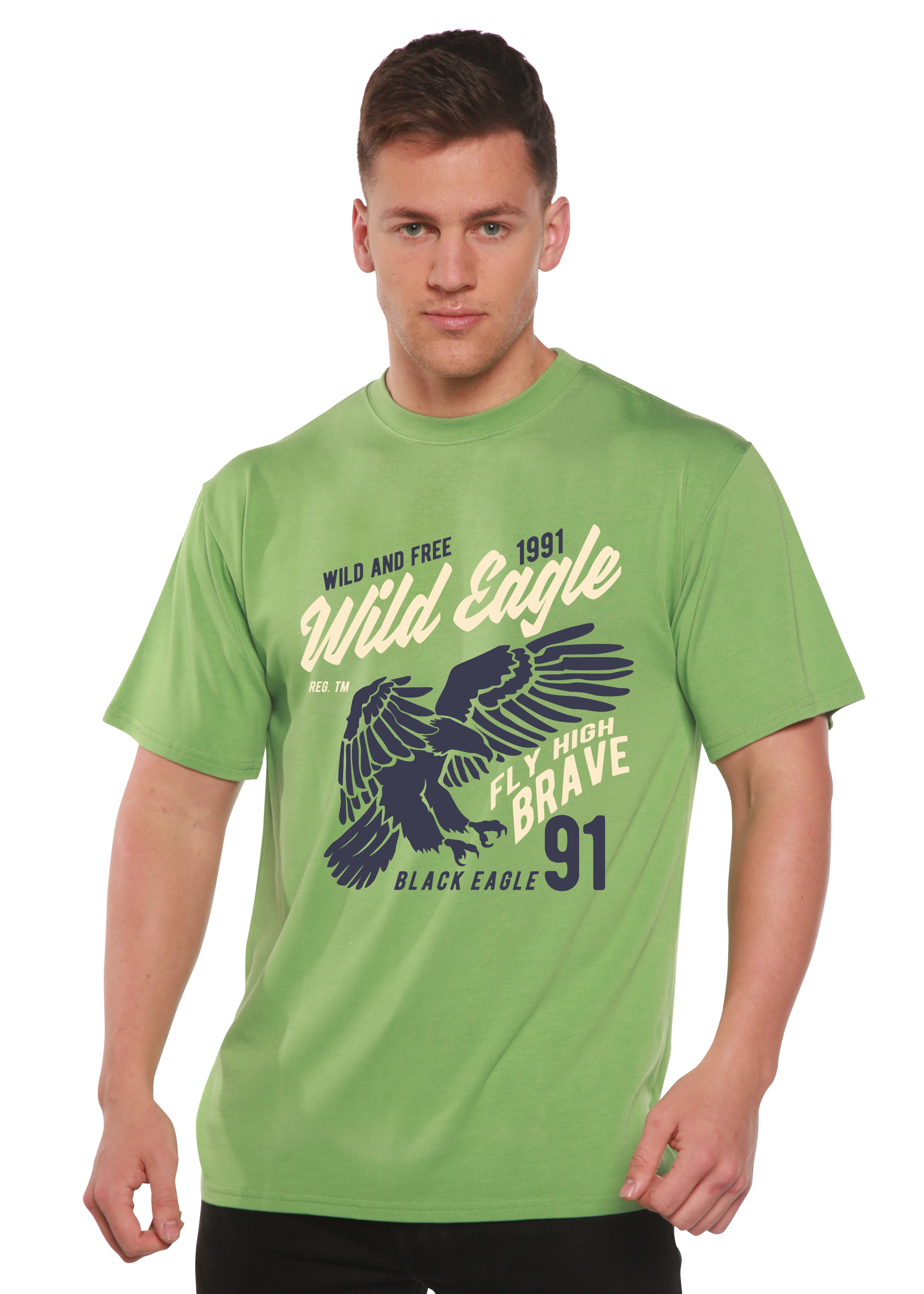 Camiseta de manga corta con gráficos para hombre Wild Eagle Spun Bamboo® de viscosa de bambú/algodón orgánico