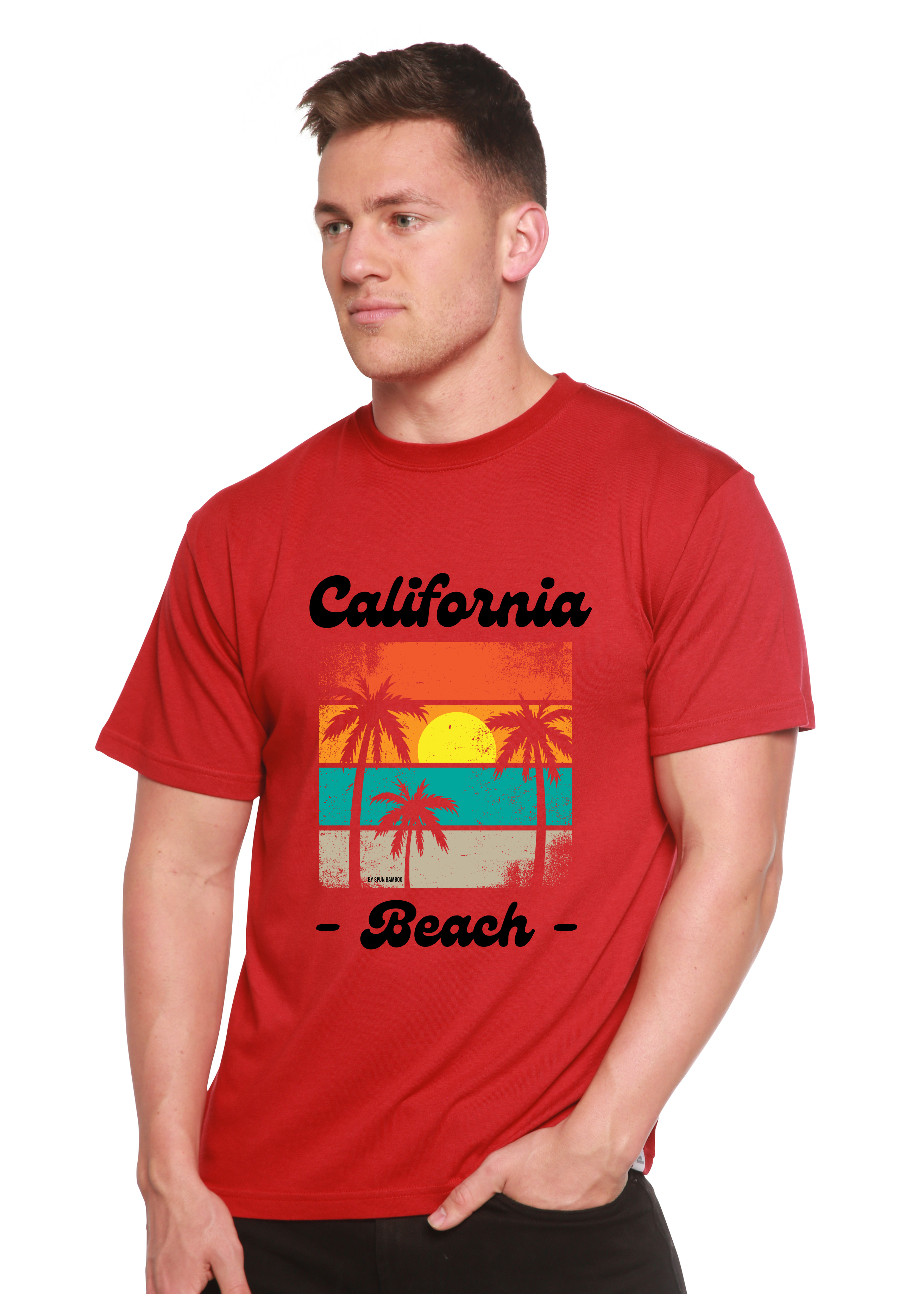 Camiseta gráfica de manga corta de viscosa de bambú y algodón orgánico California Beach unisex
