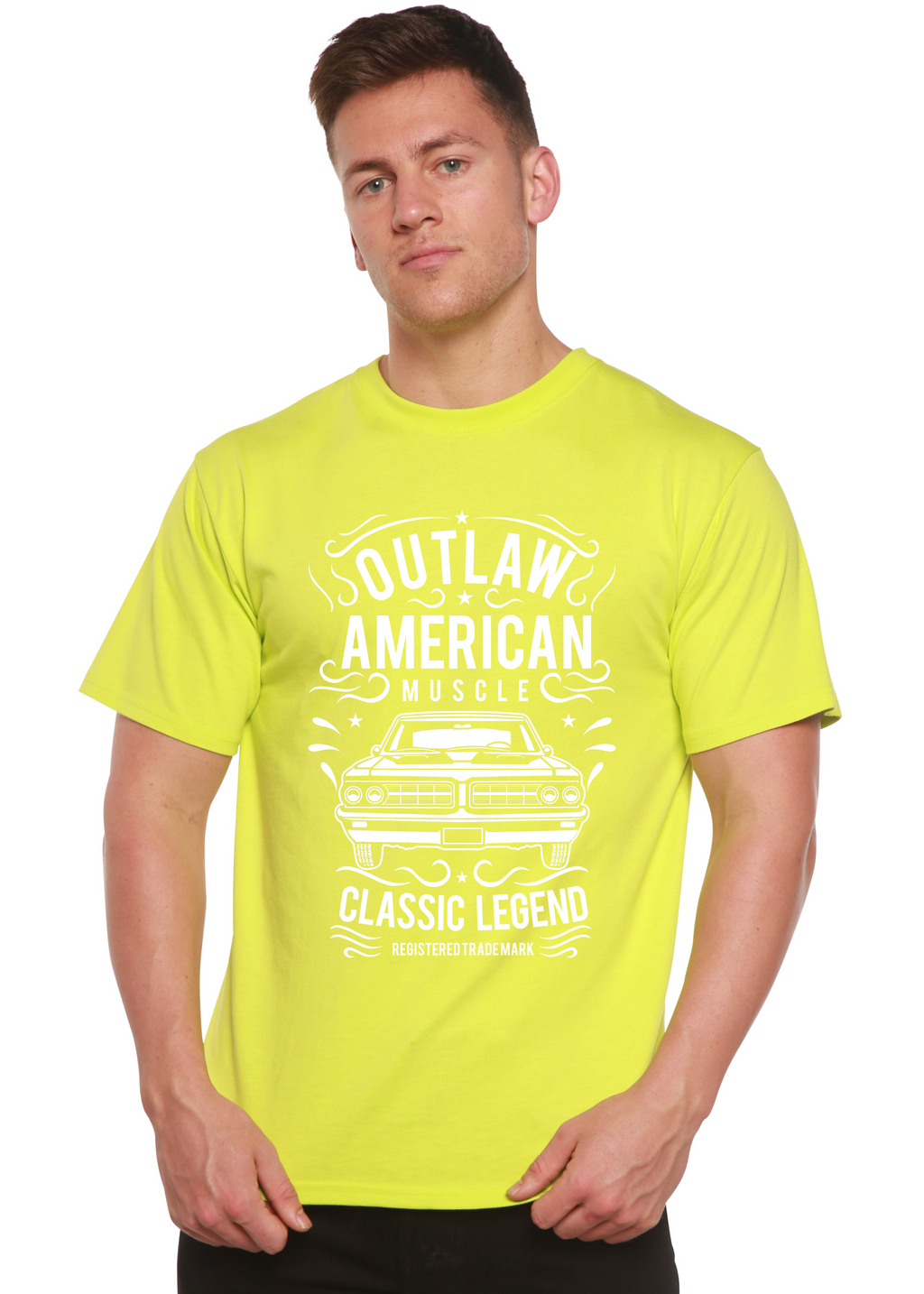 Outlaw American Muscle Spun Bamboo® Camiseta Gráfica de Manga Corta de Bambú Viscosa/Algodón Orgánico para Hombre