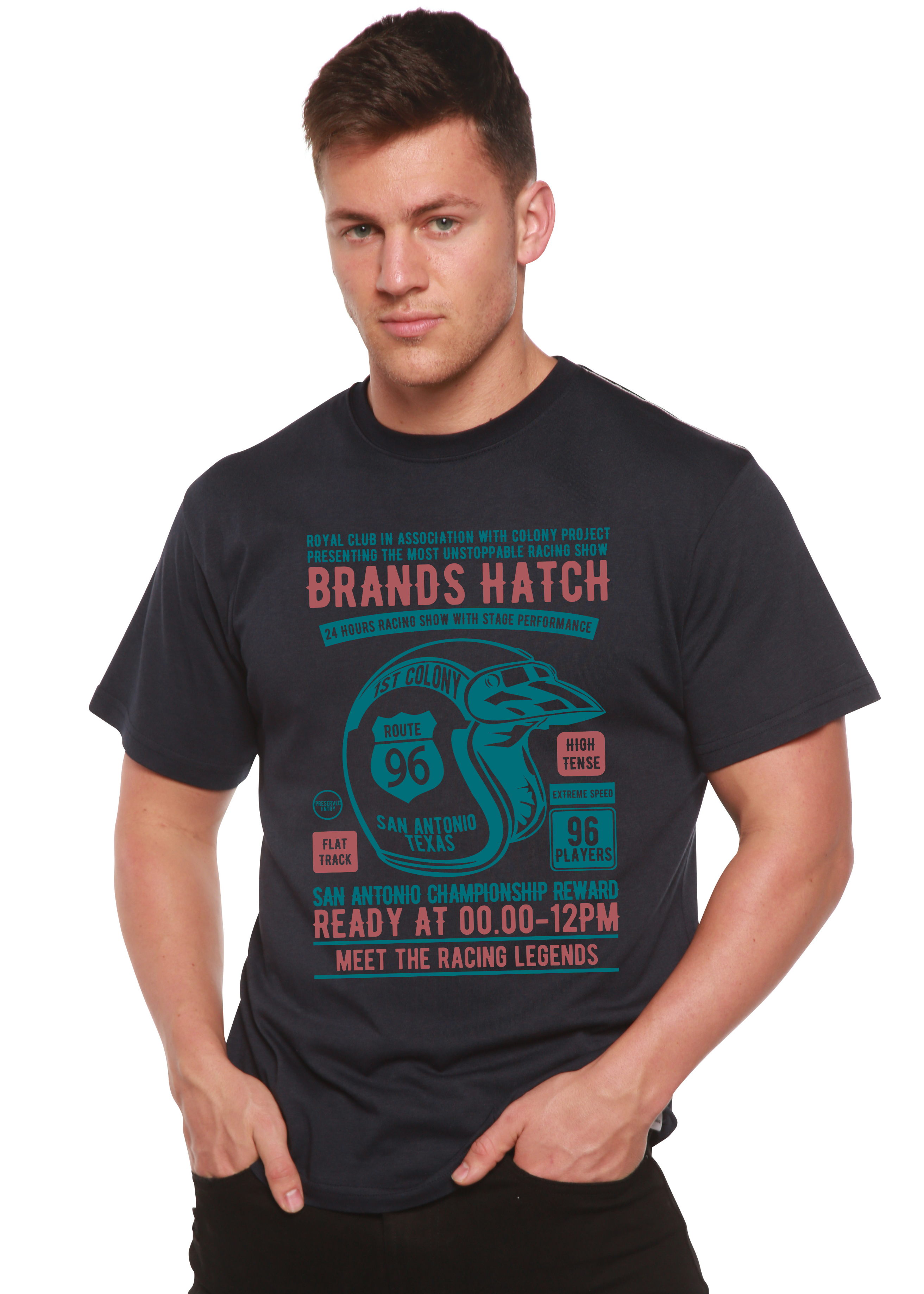 Camiseta gráfica de manga corta de bambú/algodón orgánico para hombre Brands Hatch