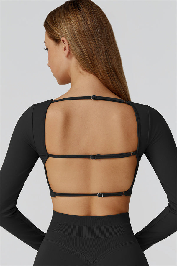 Conjunto de 2 piezas de leggings y top corto de manga larga Reign