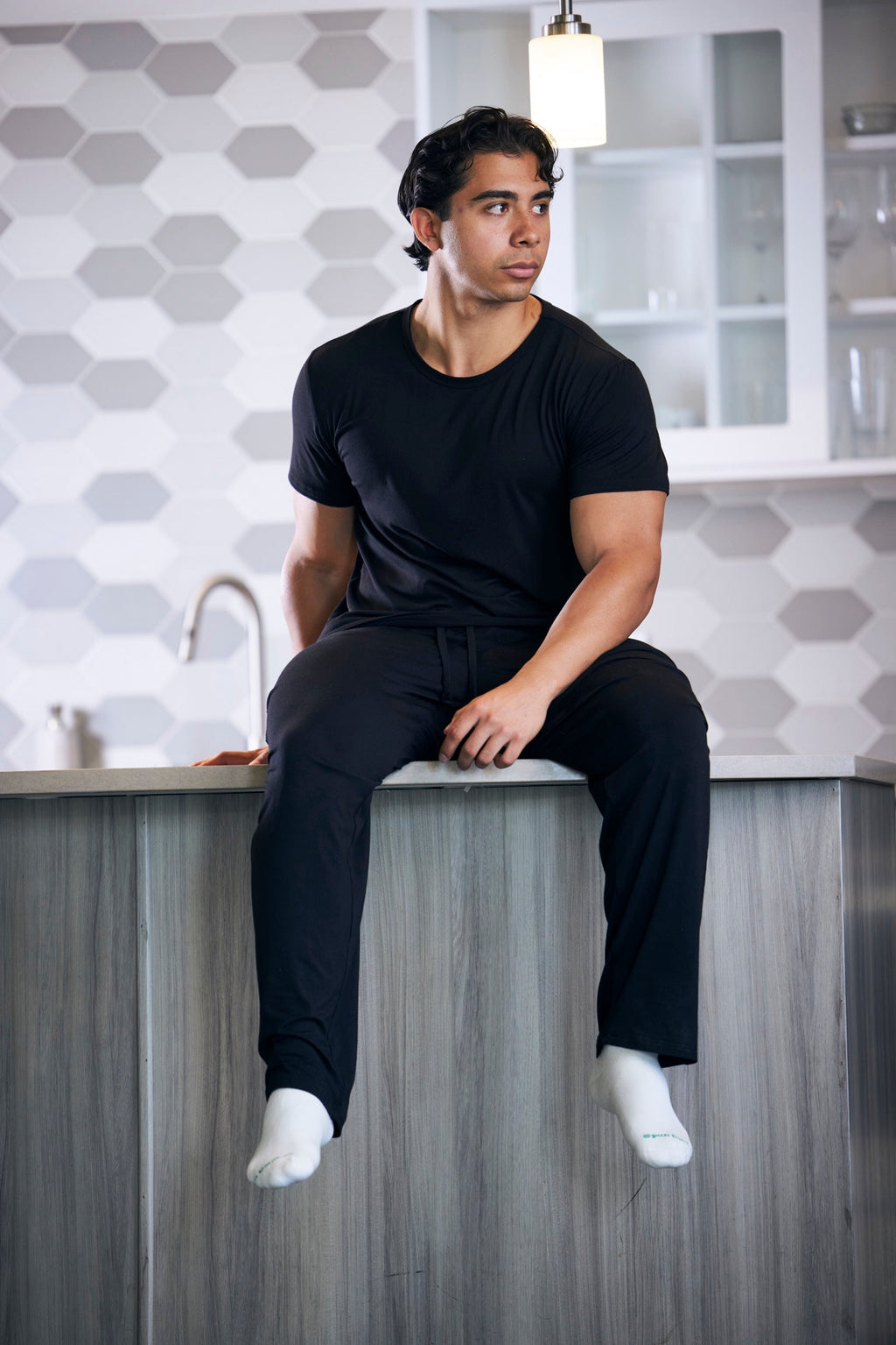 Conjunto de pijama de bambú suave para hombre - Camiseta de manga corta y pantalones