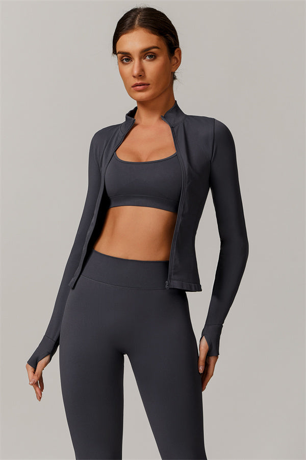 Conjunto de 3 piezas Nova Luxe: chaqueta, sujetador deportivo y leggings