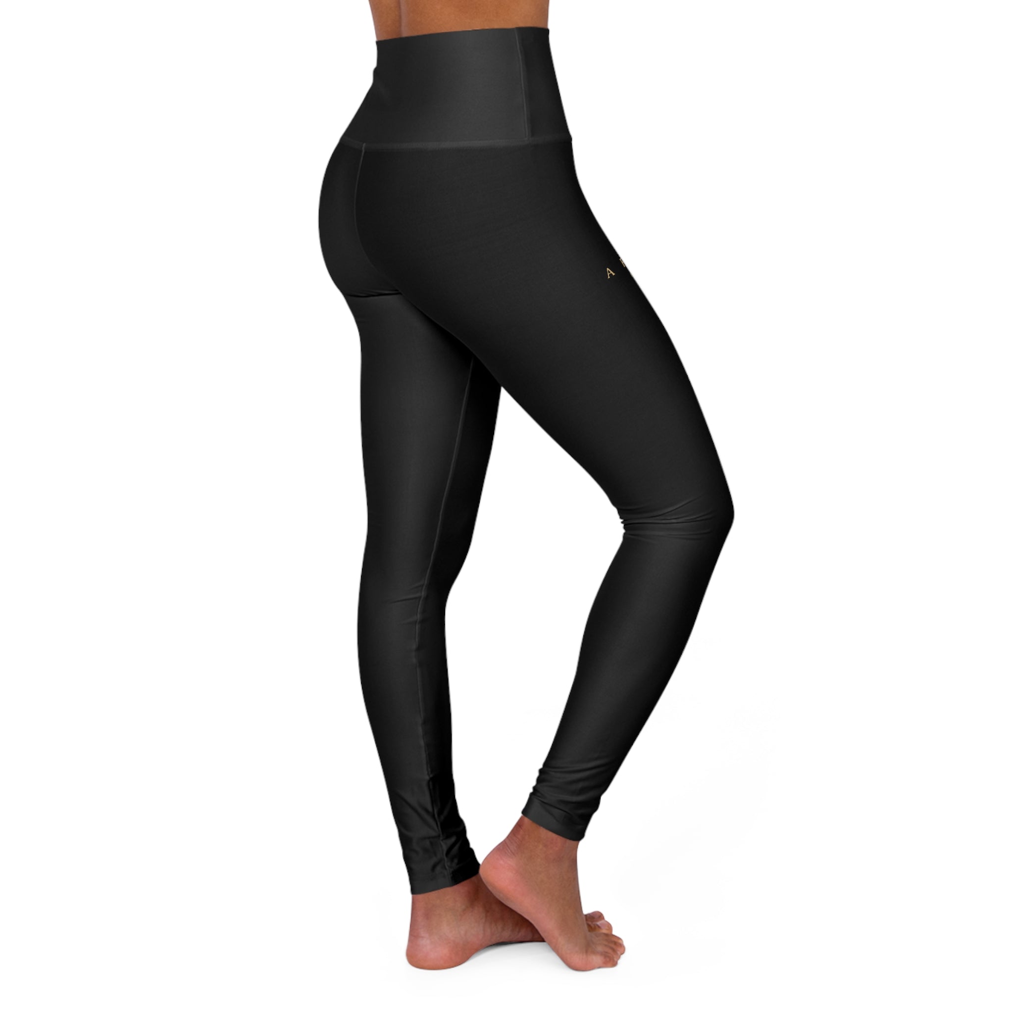 Mallas Aftrz Minimal de tiro alto - Negras con logotipo color canela