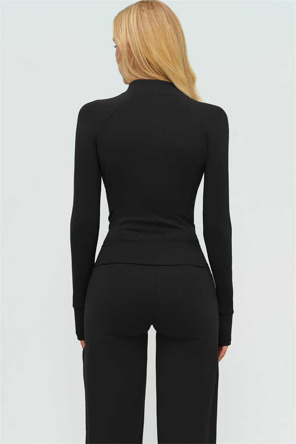 El conjunto de 3 piezas de chaqueta Twirl con cremallera, top halter y pantalones rectos nuevos