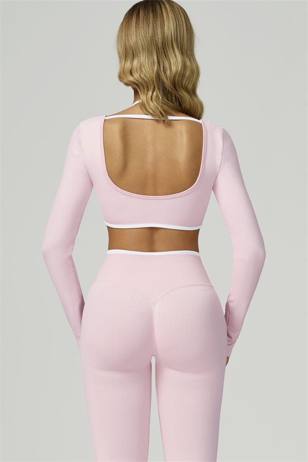 El conjunto de 2 piezas de crop top de manga larga y leggings Prime Line