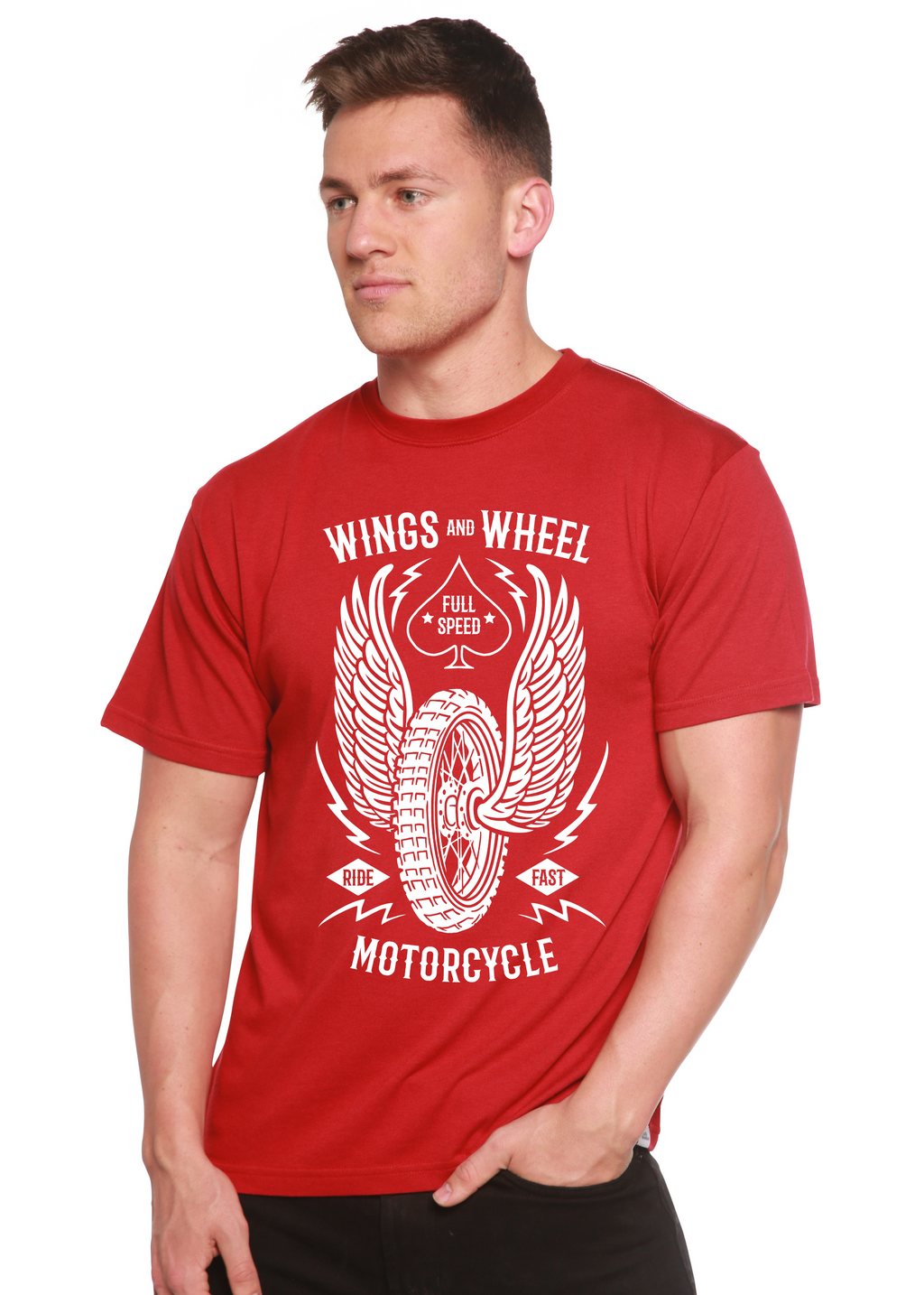 Camiseta gráfica de manga corta para hombre Wings And Wheel Spun Bamboo® de bambú viscosa/algodón orgánico