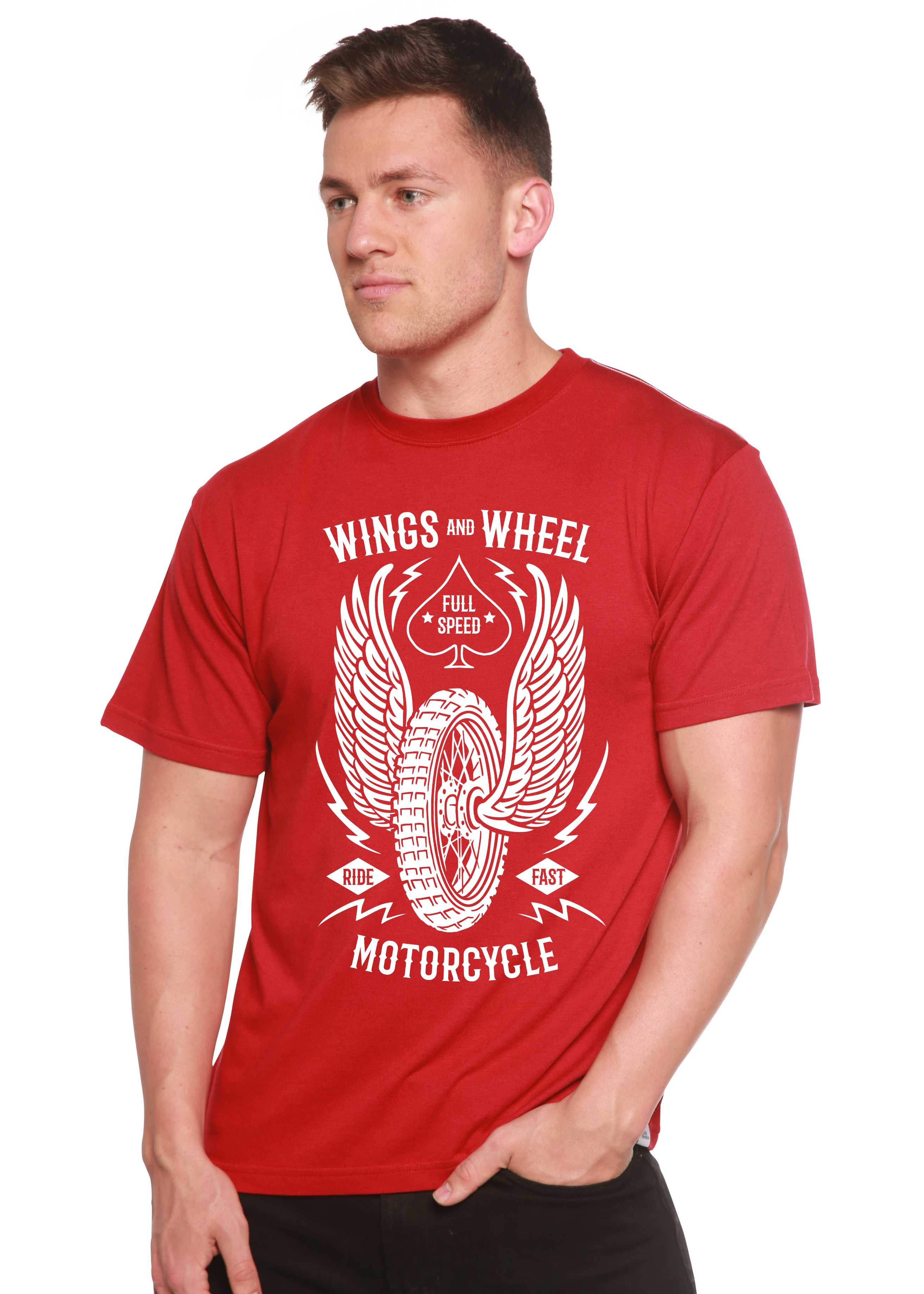 Camiseta gráfica de manga corta para hombre Wings And Wheel Spun Bamboo® de bambú viscosa/algodón orgánico