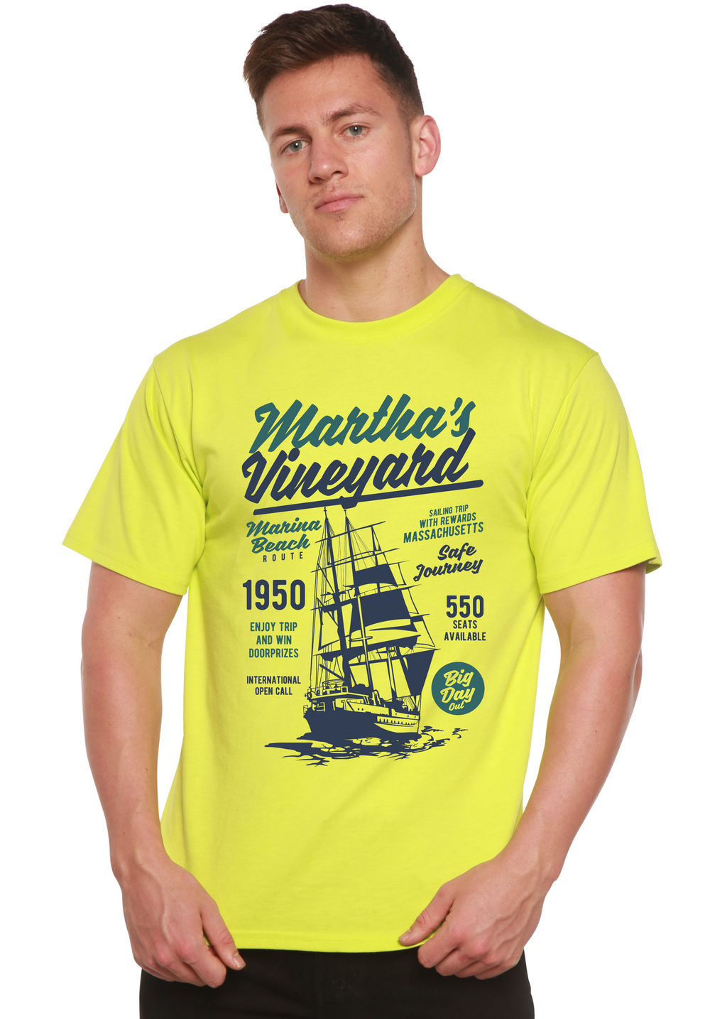 Camiseta gráfica de manga corta de bambú/viscosa y algodón orgánico para hombre de Martha's Vineyard