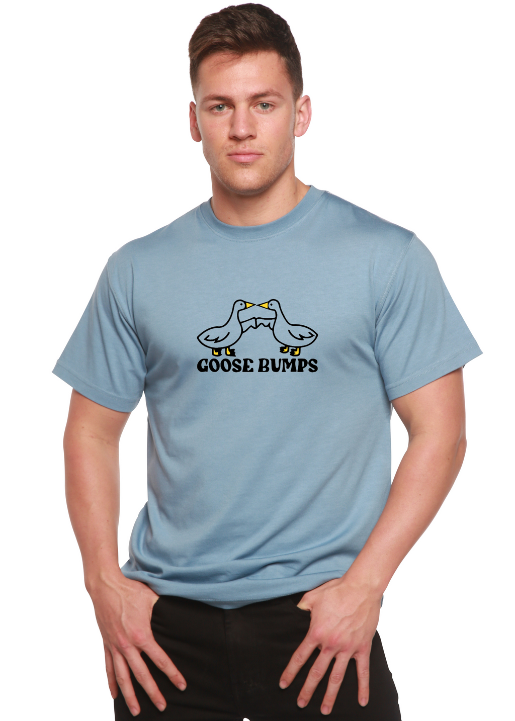 Goose Bumps Camiseta gráfica de manga corta de viscosa de bambú y algodón orgánico para hombre