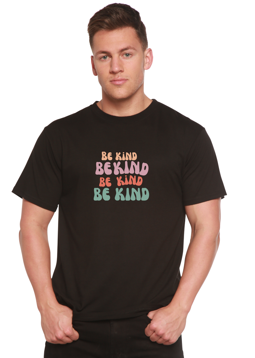 Camiseta gráfica de manga corta de bambú/algodón orgánico "Be Kind" para hombre