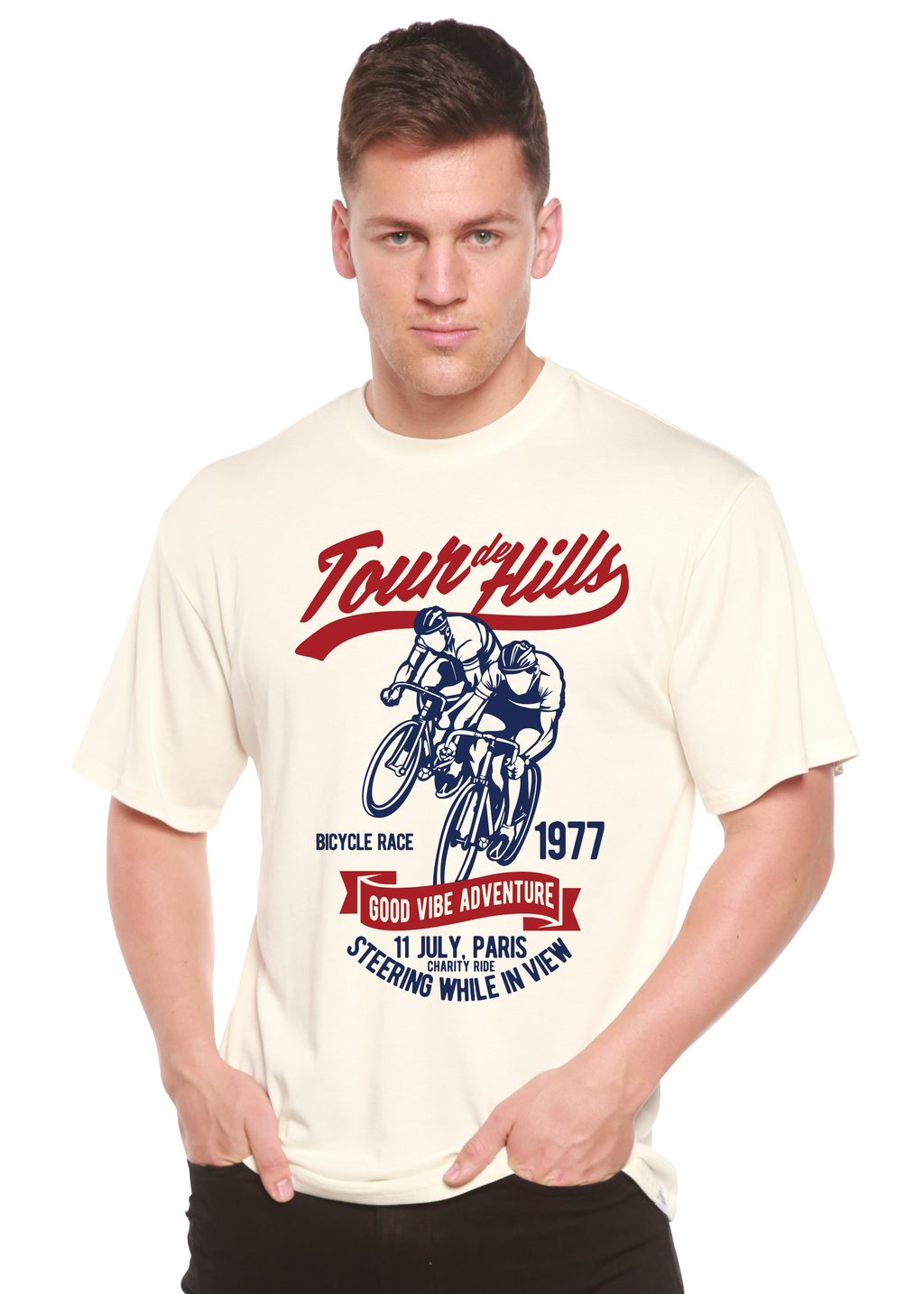 Tour De Hills Camiseta gráfica de manga corta para hombre Spun Bamboo® de bambú viscosa/algodón orgánico