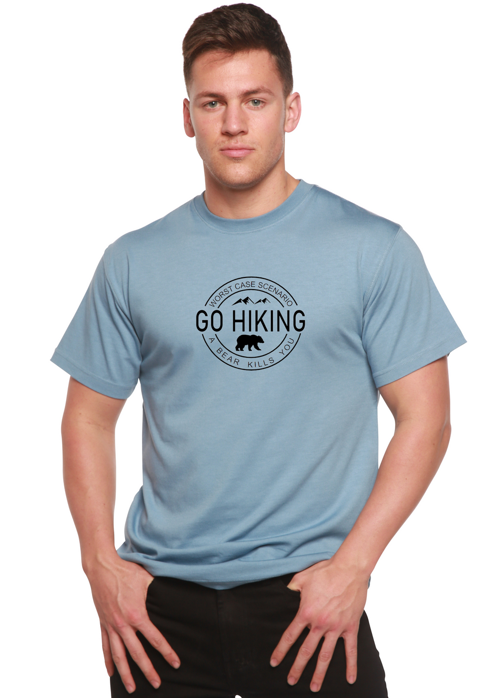 Camiseta Gráfica de Manga Corta de Bambú Viscosa/Algodón Orgánico Go Hiking para Hombre