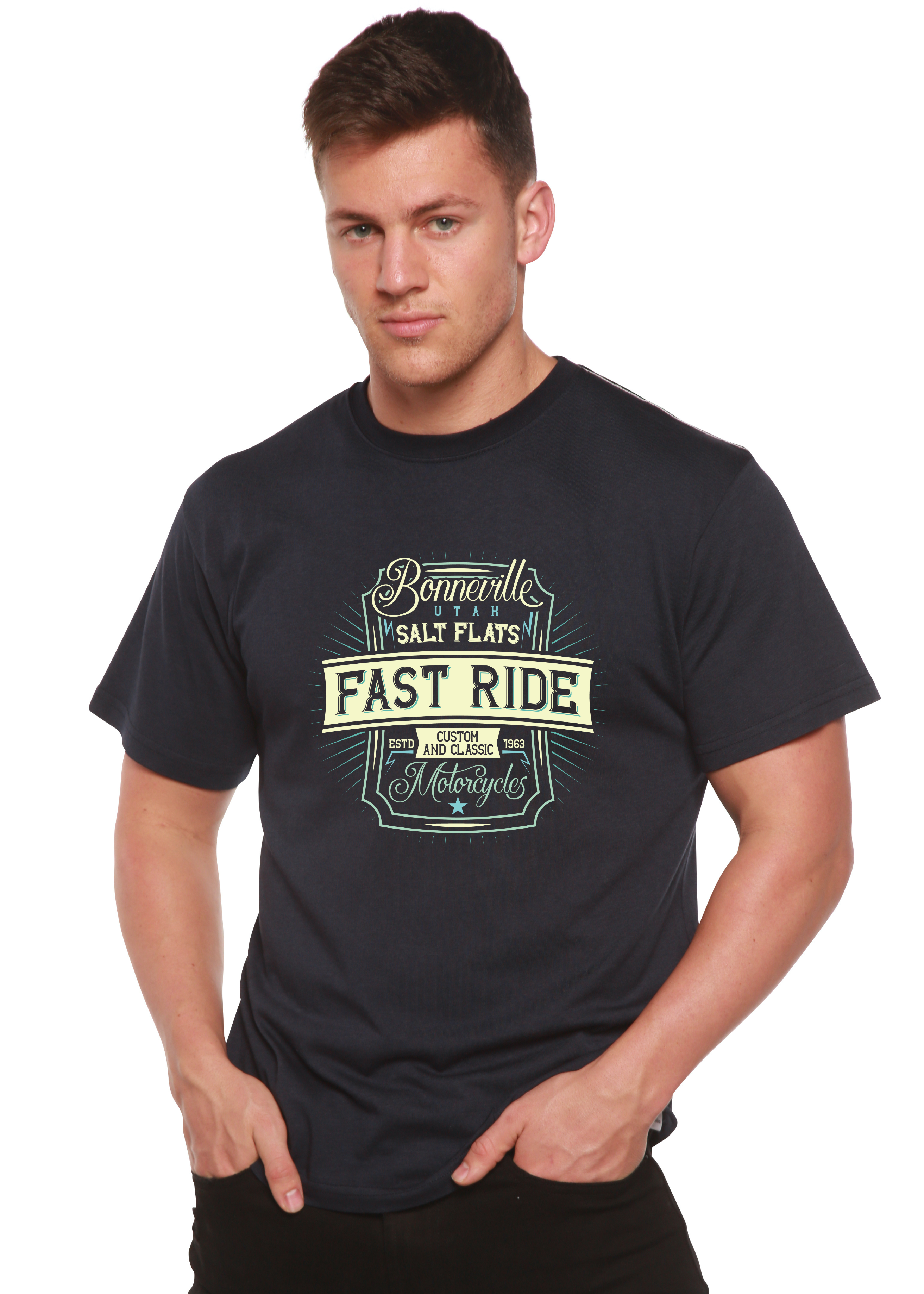 Camiseta Gráfica de Manga Corta para Hombre de Viscosa de Bambú/Algodón Orgánico Fast Ride