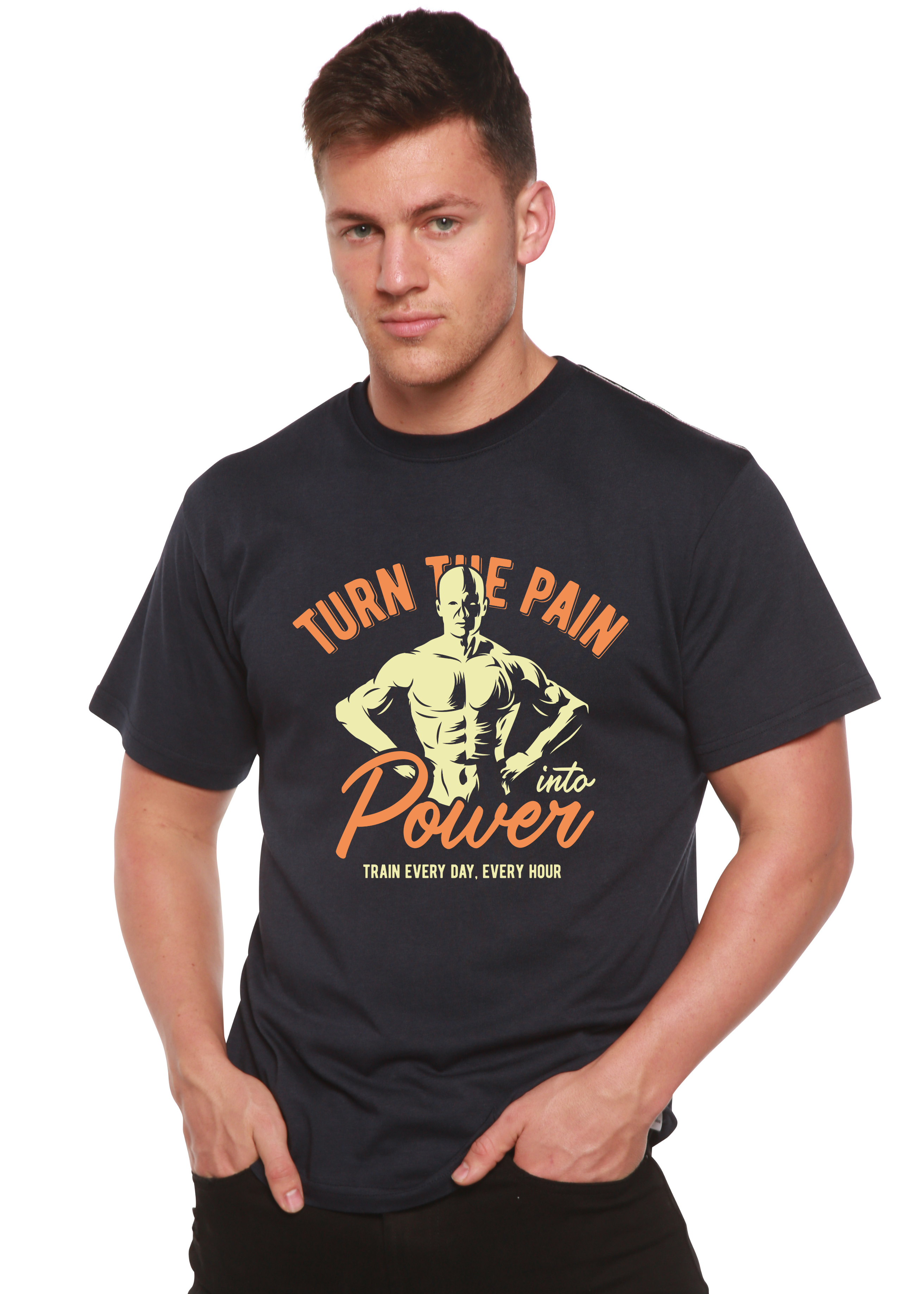 Camiseta gráfica de manga corta de bambú/algodón orgánico para hombre "Turn The Pain"