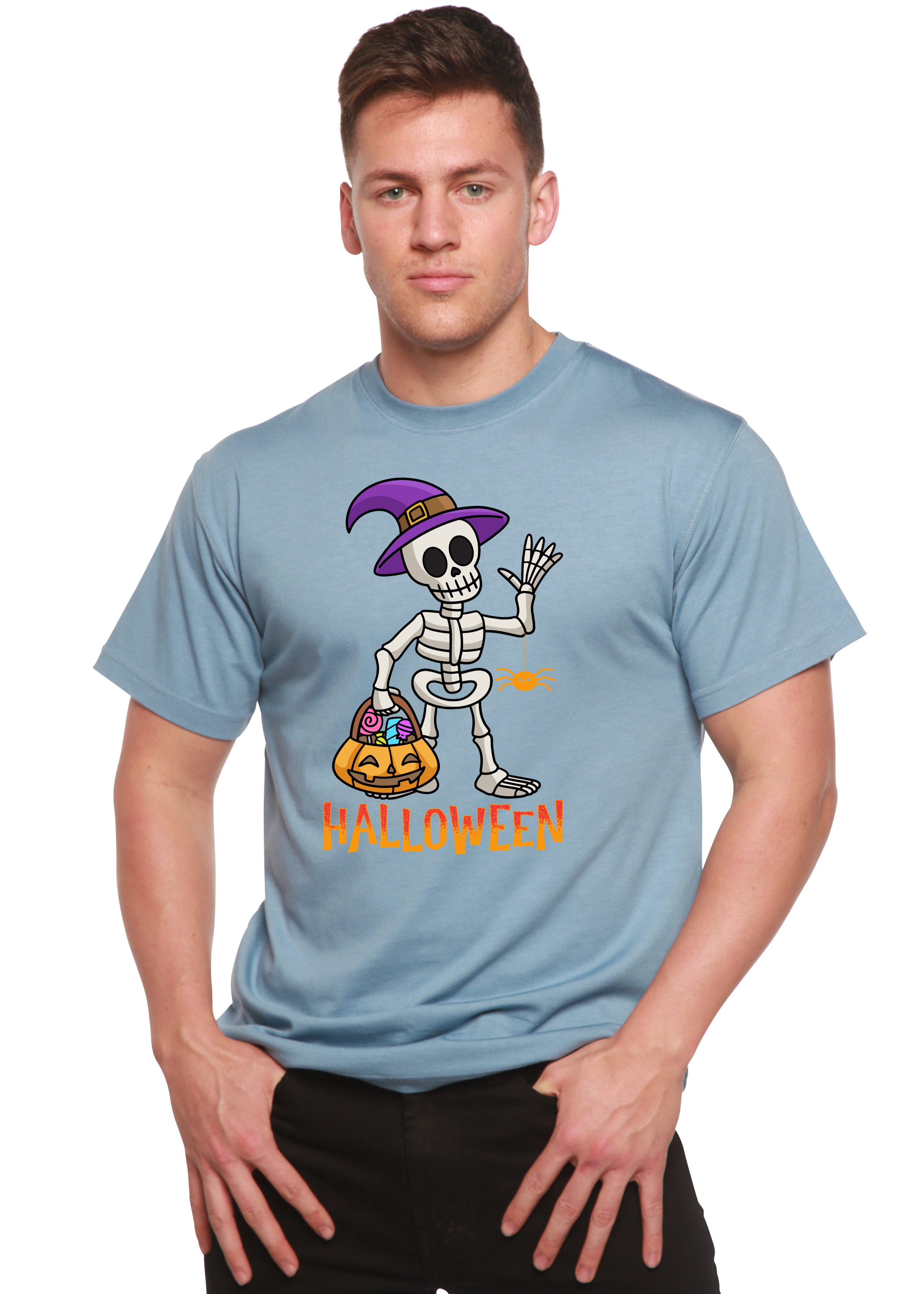Camiseta gráfica unisex de manga corta de bambú-viscosa/algodón orgánico "Happy Halloween"